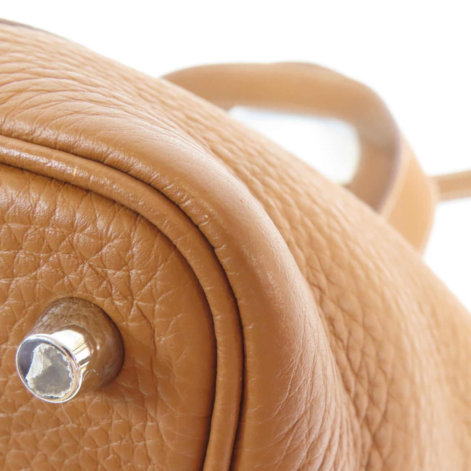 HERMES PHW Picotin PM Handbag Togo Leather Brown