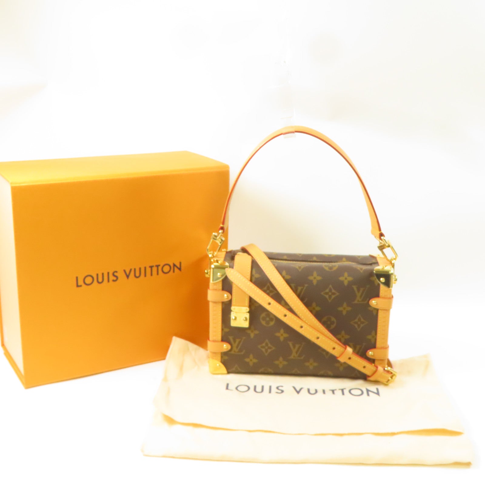 LOUIS VUITTON Monogram Side Trunk MM金扣手挽肩背兩用袋啡色