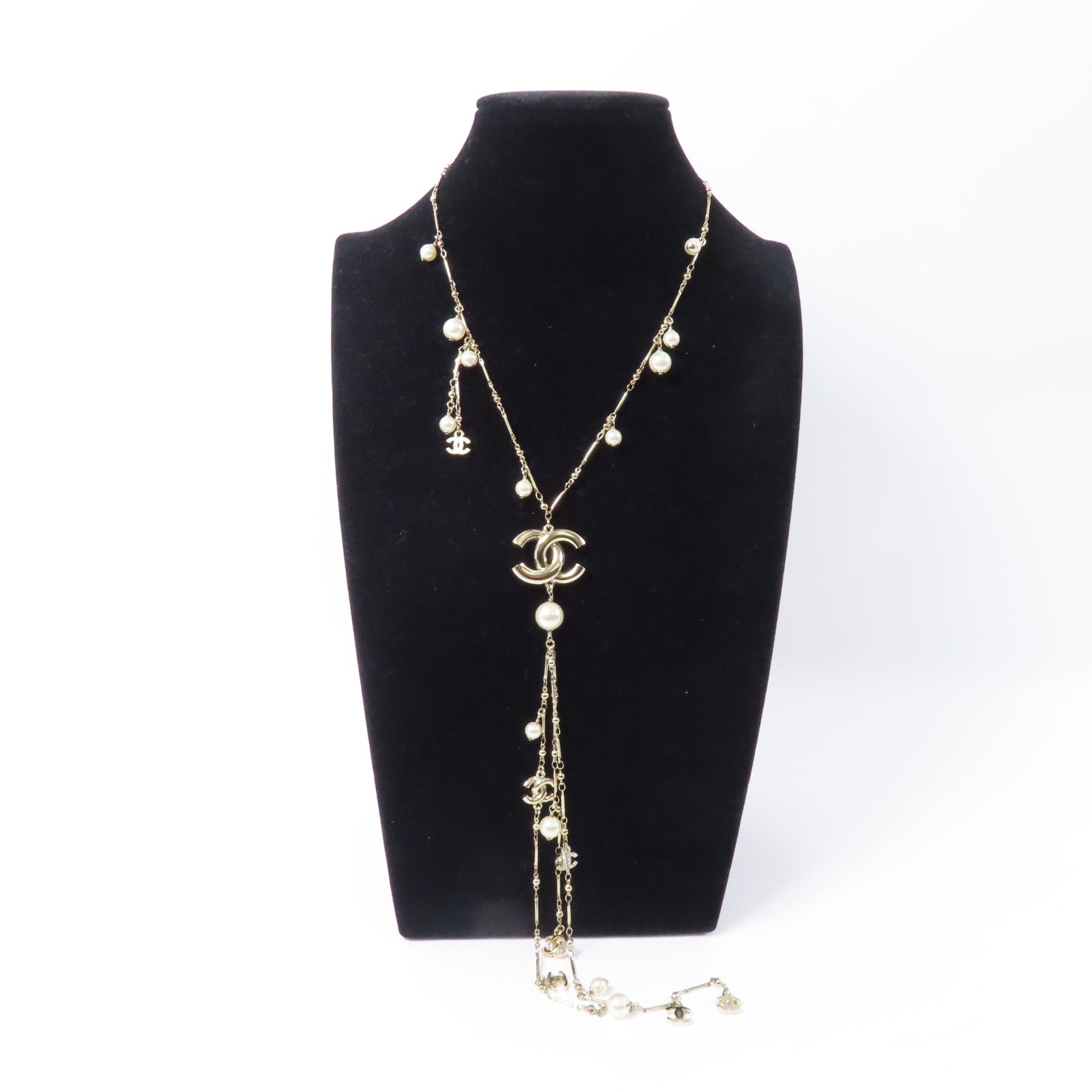 CHANEL 金屬/PVC Necklace項鍊金色/白色