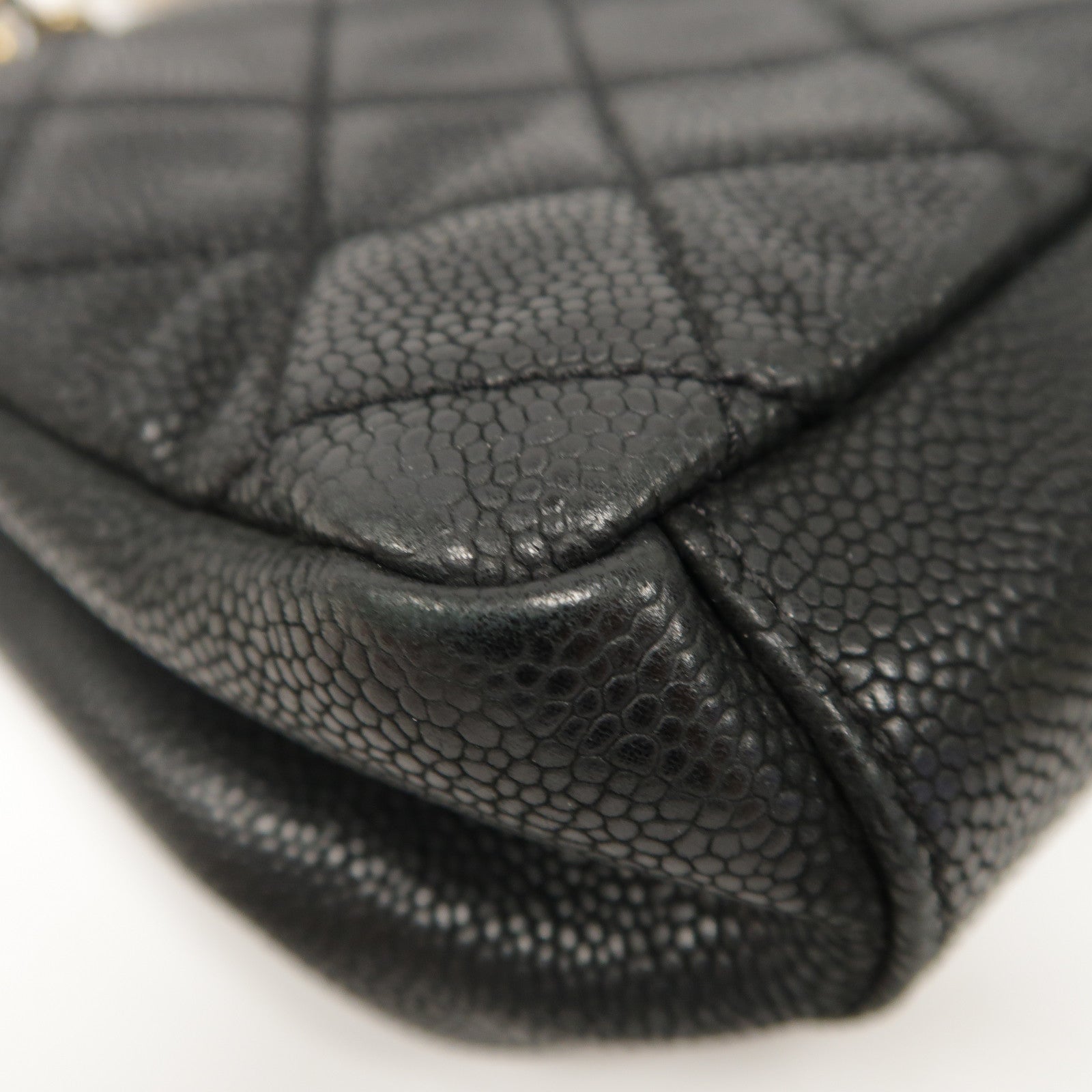 CHANEL 菱格牛皮皮革Chain Shoulder Bag金扣手挽肩背兩用袋黑色