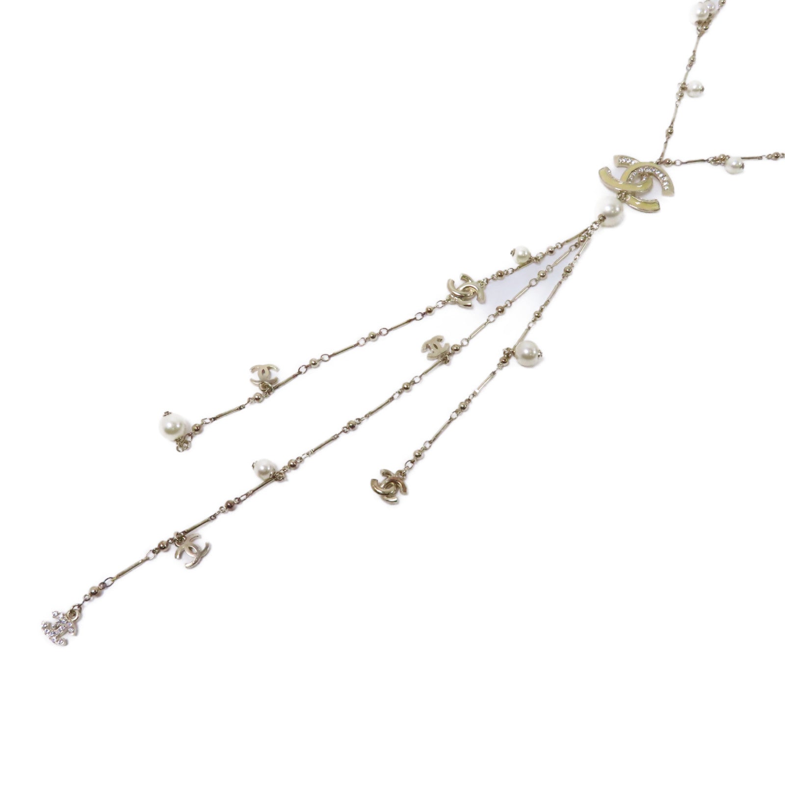 CHANEL 金屬/PVC Necklace項鍊金色/白色