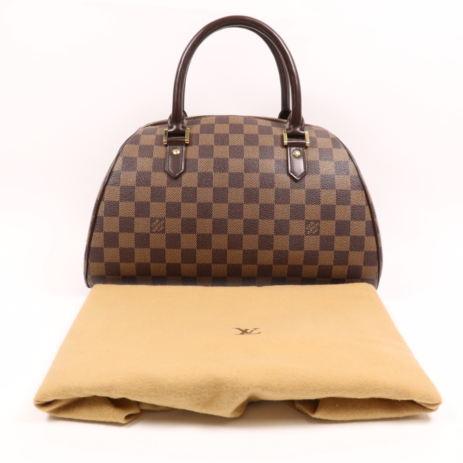 LOUIS VUITTON Damier Ribera MM金扣手挽袋