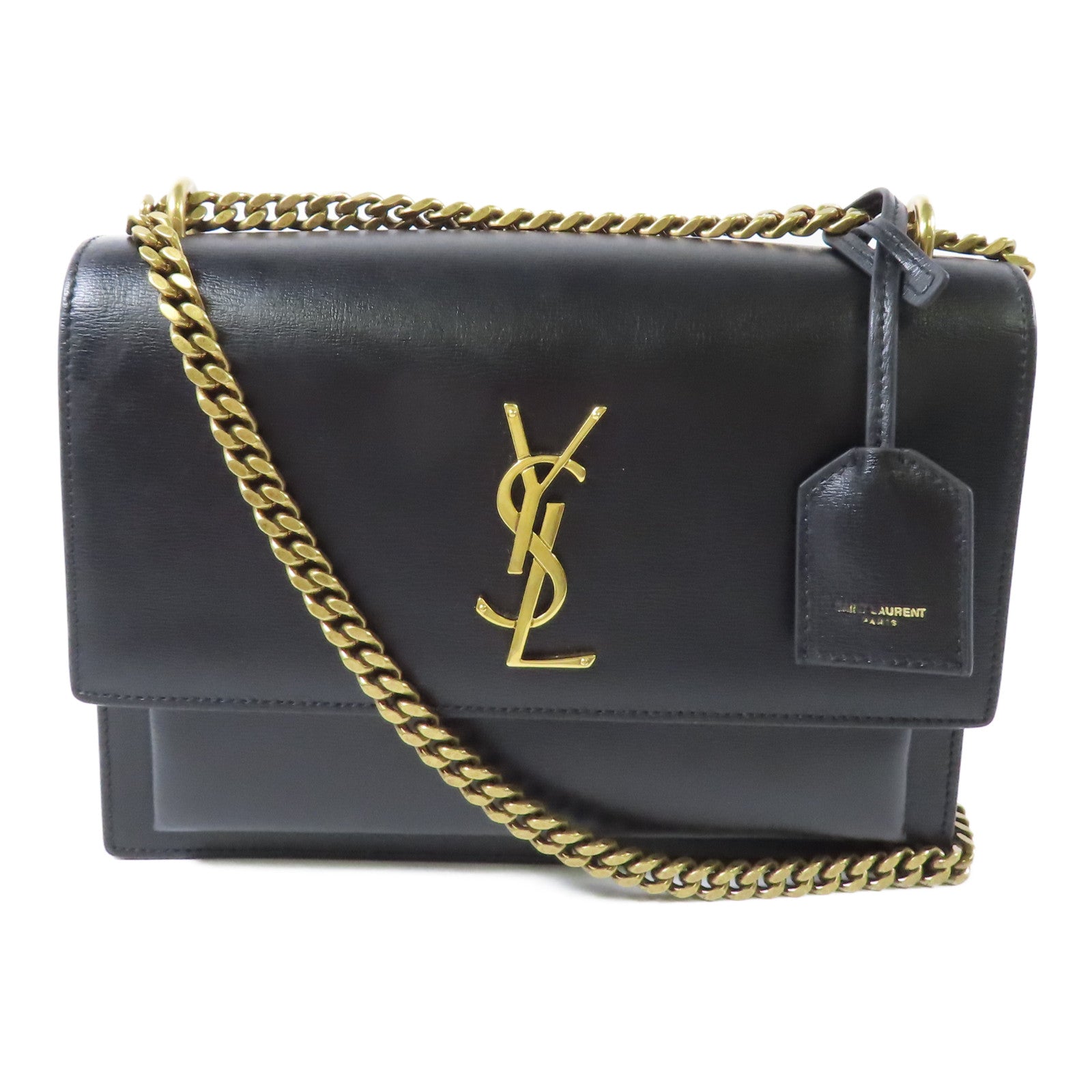 SAINT LAURENT 牛皮皮革Shoulder Bag金扣鏈帶肩背袋