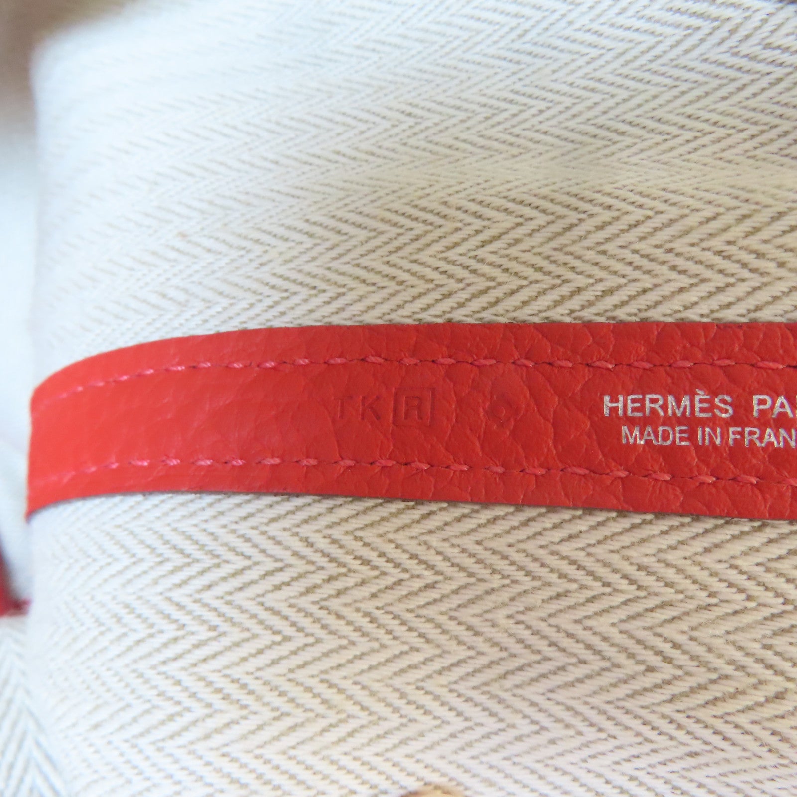 HERMES 【清倉大減價】Clemence皮革GardenParty PM銀扣肩背袋火焰橘色