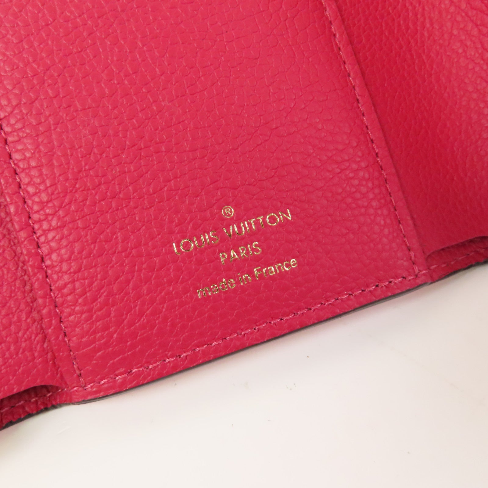 LOUIS VUITTON Monogram Empreinte Victorine Wallet金扣錢包桃紅色