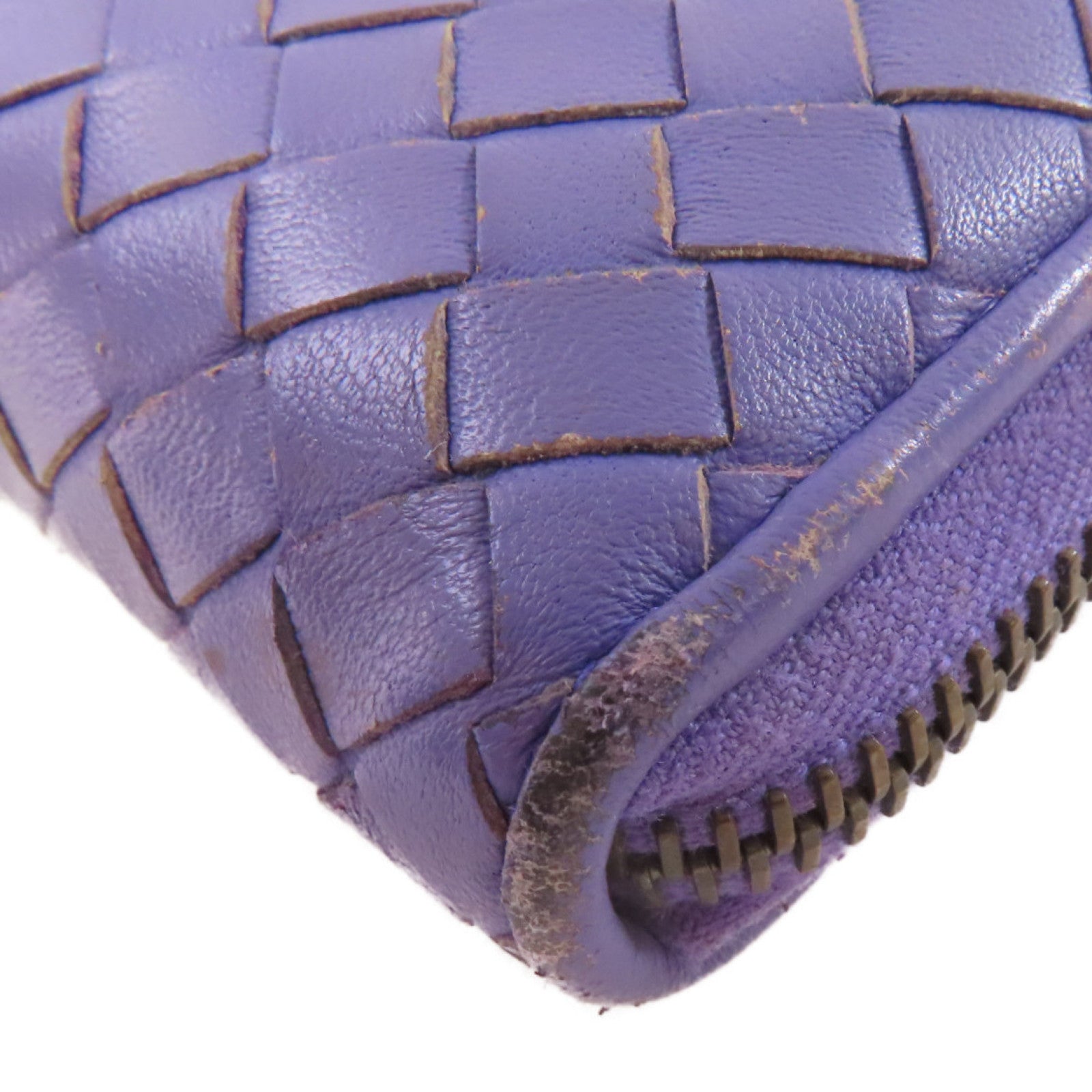 BOTTEGA VENETA 【激減優惠】織紋皮革Zipper Long Wallet拉鏈長錢包紫色