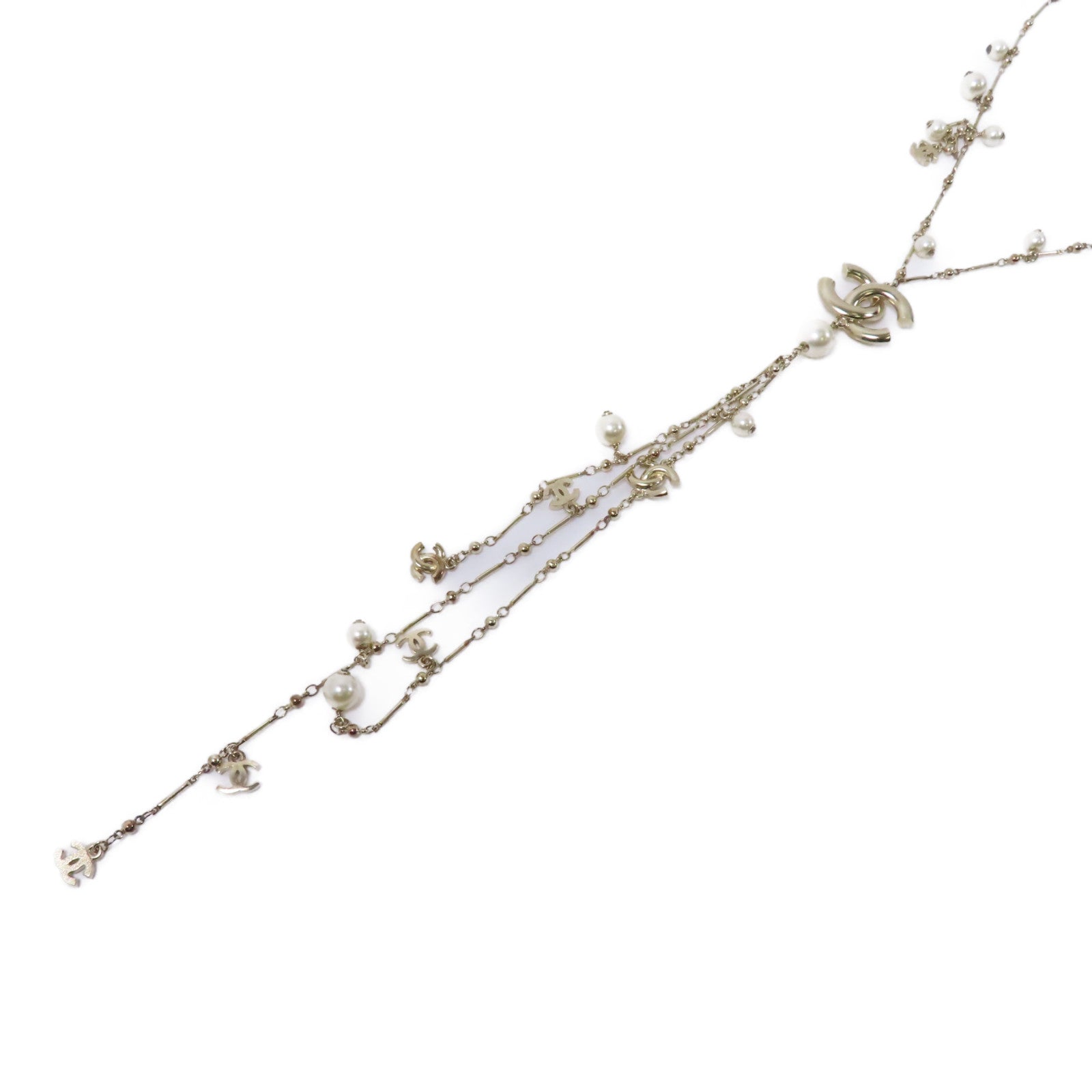CHANEL 金屬/PVC Necklace項鍊金色/白色