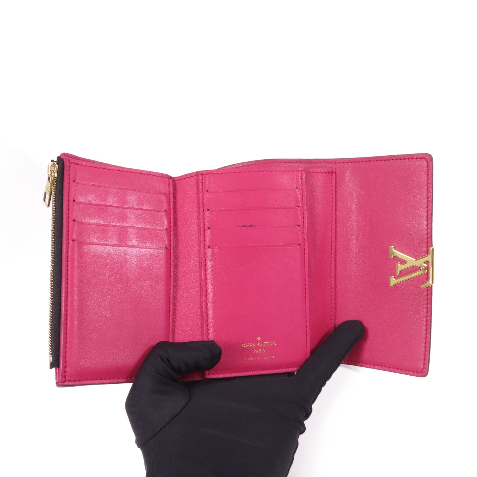 LOUIS VUITTON Taurillon Capucines Compact Trifold Wallet金扣錢包