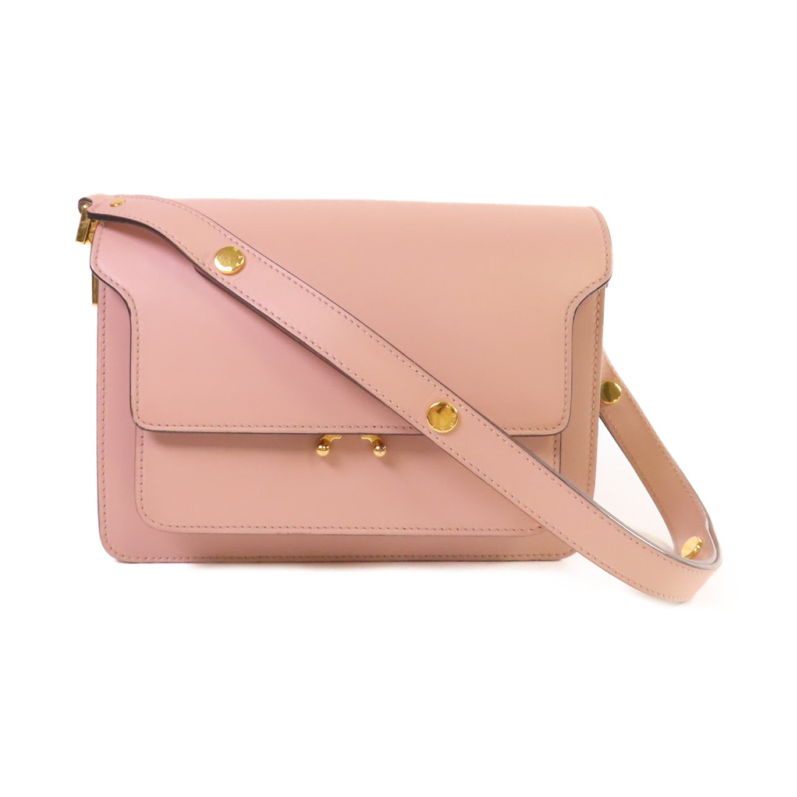 MARNI 牛皮皮革Shoulder Bag金扣肩背袋粉紅色