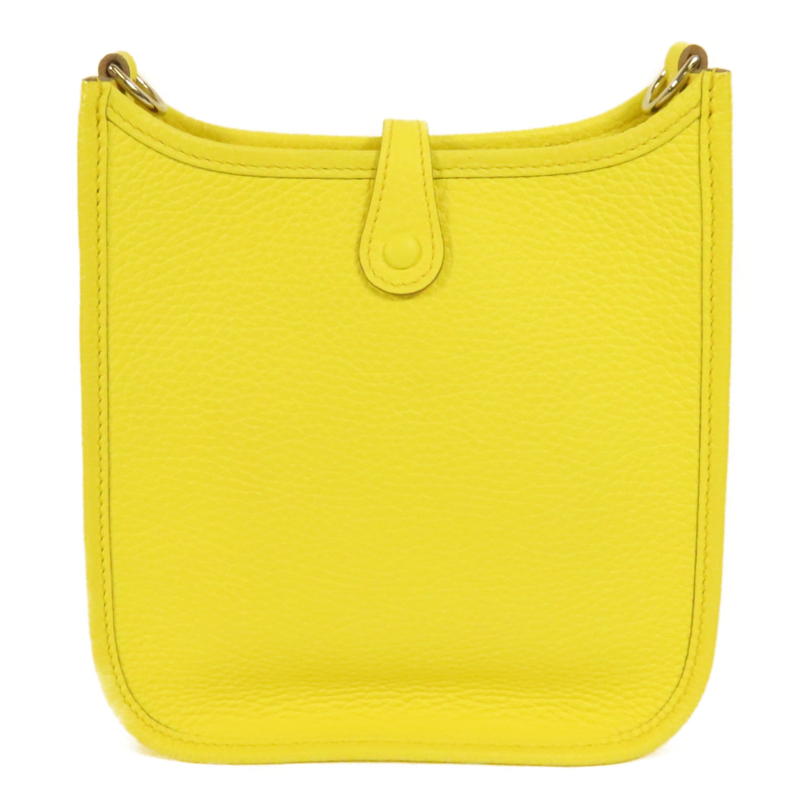 HERMES Clemence皮革Evelyne TPM銀扣肩背袋Limoncello