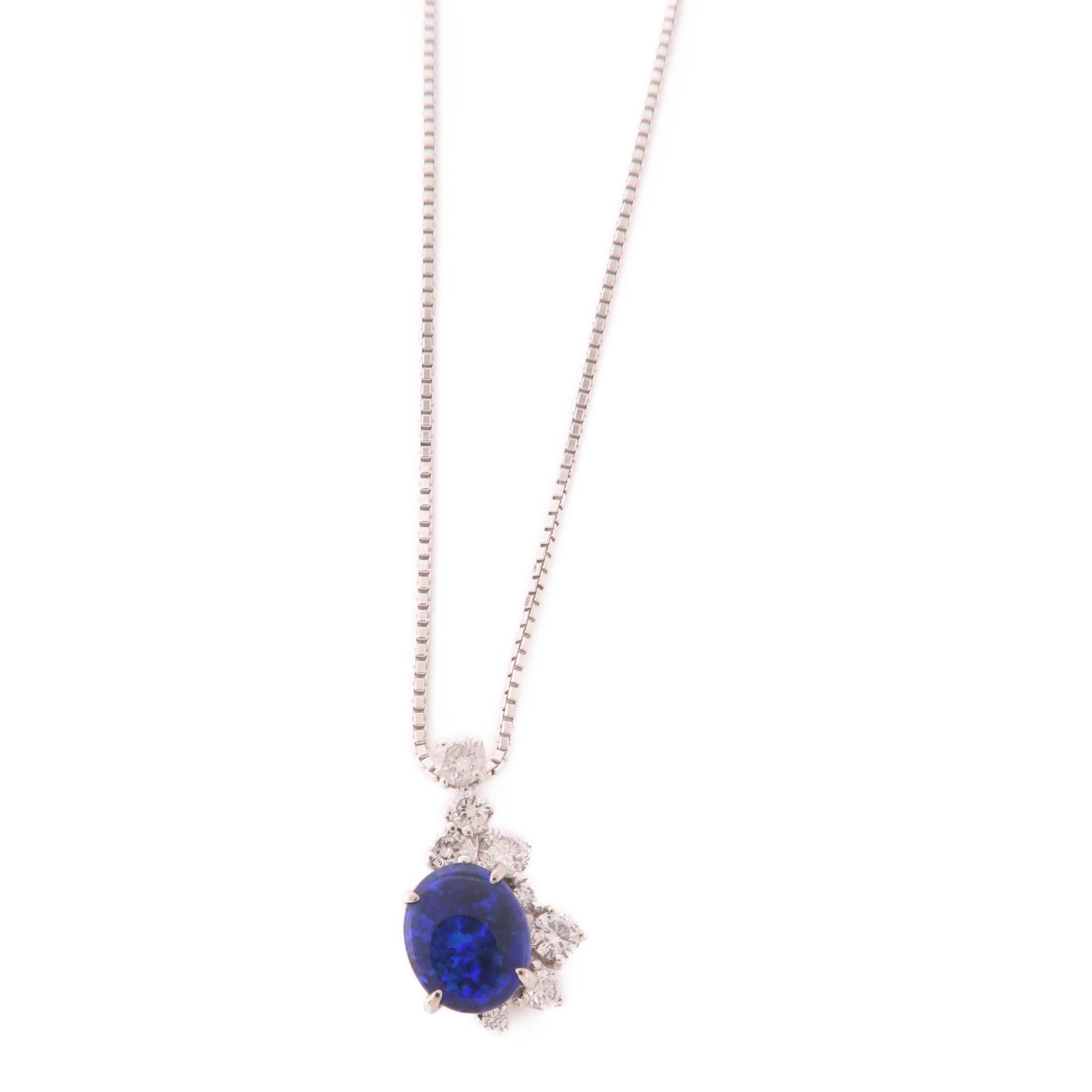 JEWELRY Black Opal/Diamond Necklace 18K White Gold