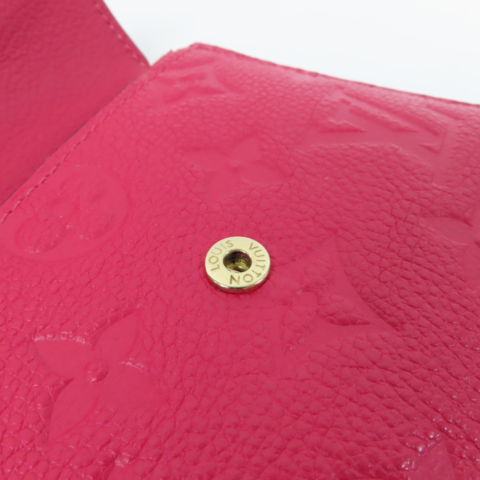 LOUIS VUITTON Monogram Empreinte Victorine Wallet金扣錢包桃紅色