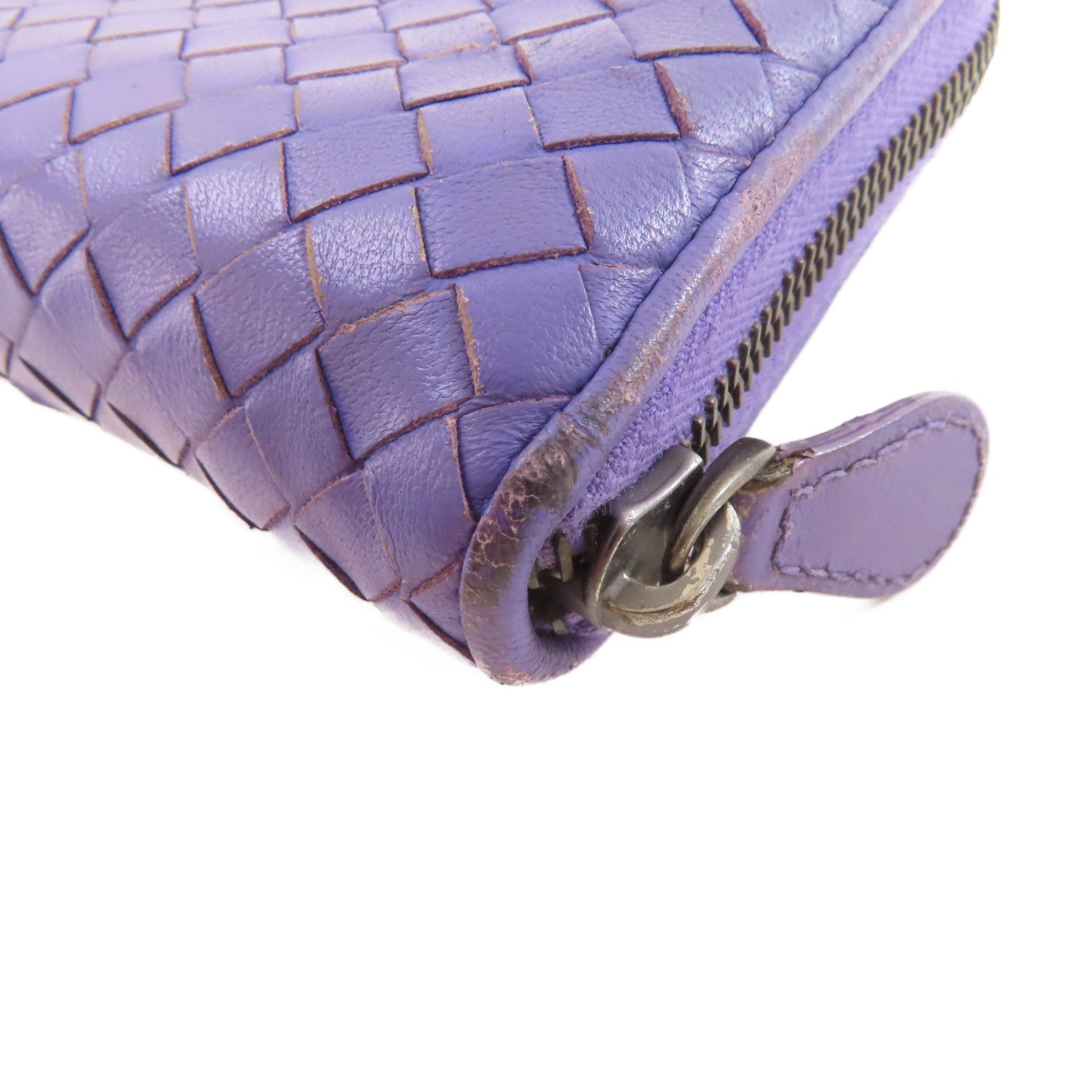 BOTTEGA VENETA 【激減優惠】織紋皮革Zipper Long Wallet拉鏈長錢包紫色