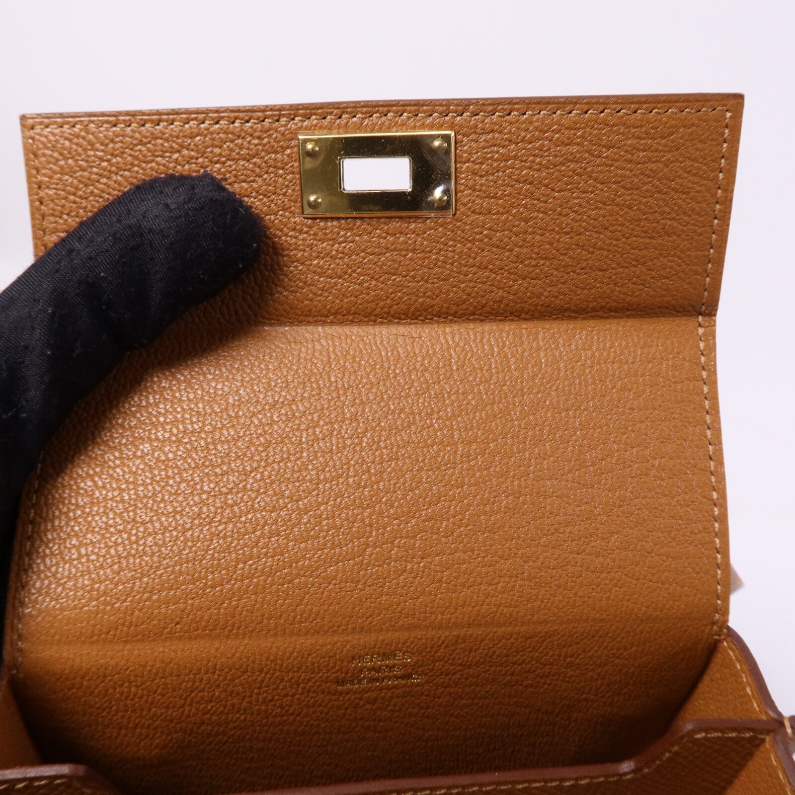 HERMES Epsom皮革Pochette Kelly Multipocket金扣肩背袋