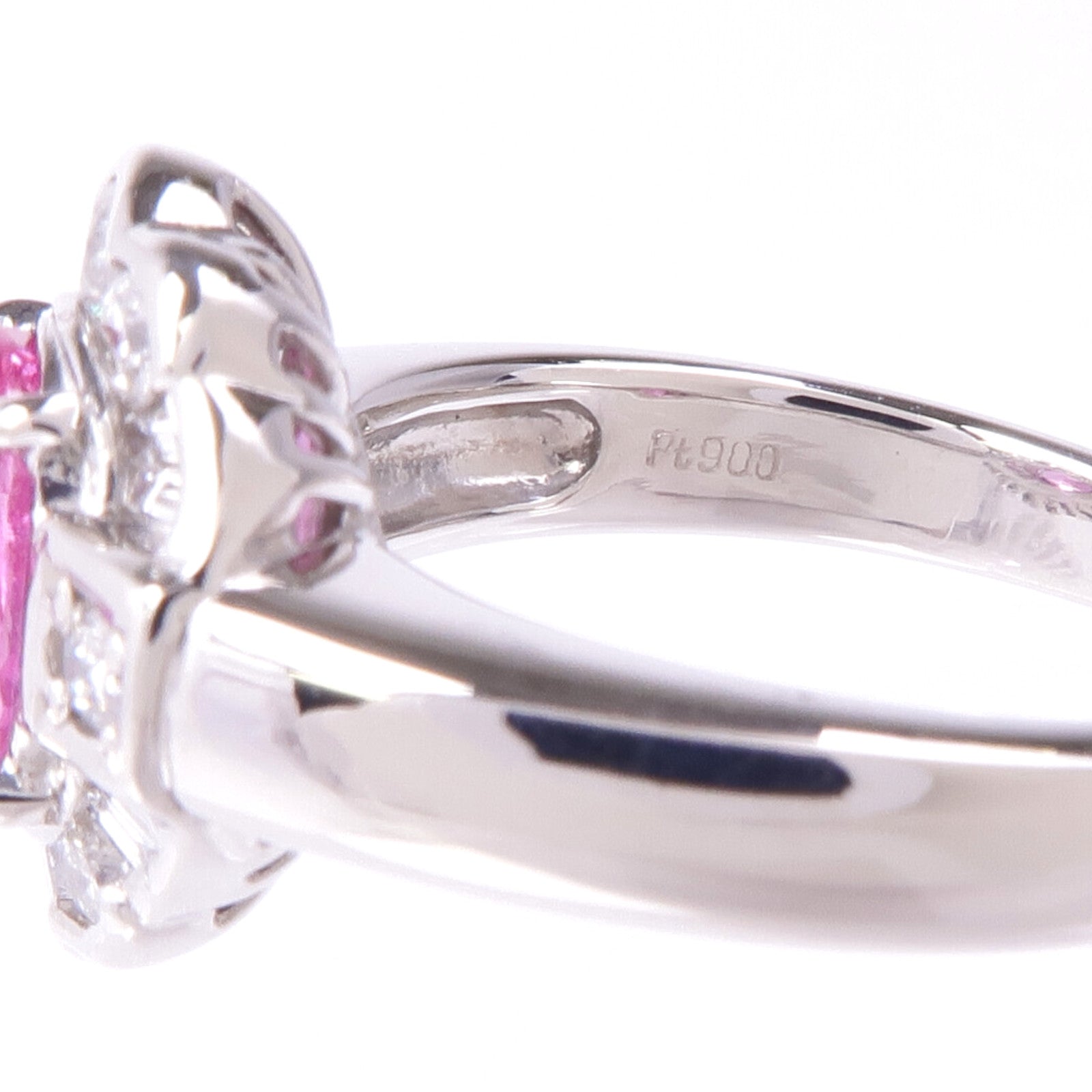 JEWELRY 【激減優惠】PT900鉑金Pink Sapphire Diamond Ring粉紅藍寶石/鑽石戒指US#5.25