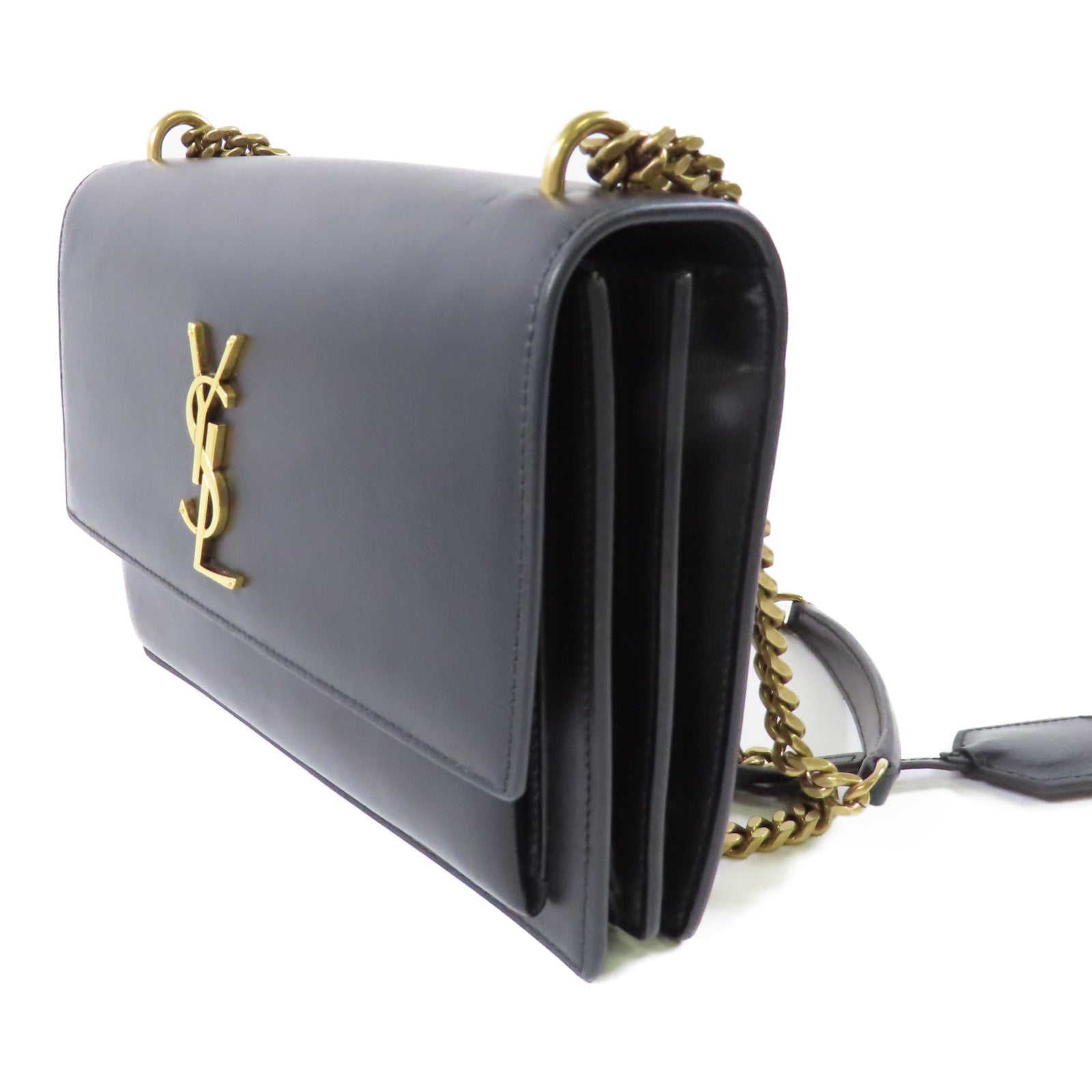 SAINT LAURENT 牛皮皮革Shoulder Bag金扣鏈帶肩背袋