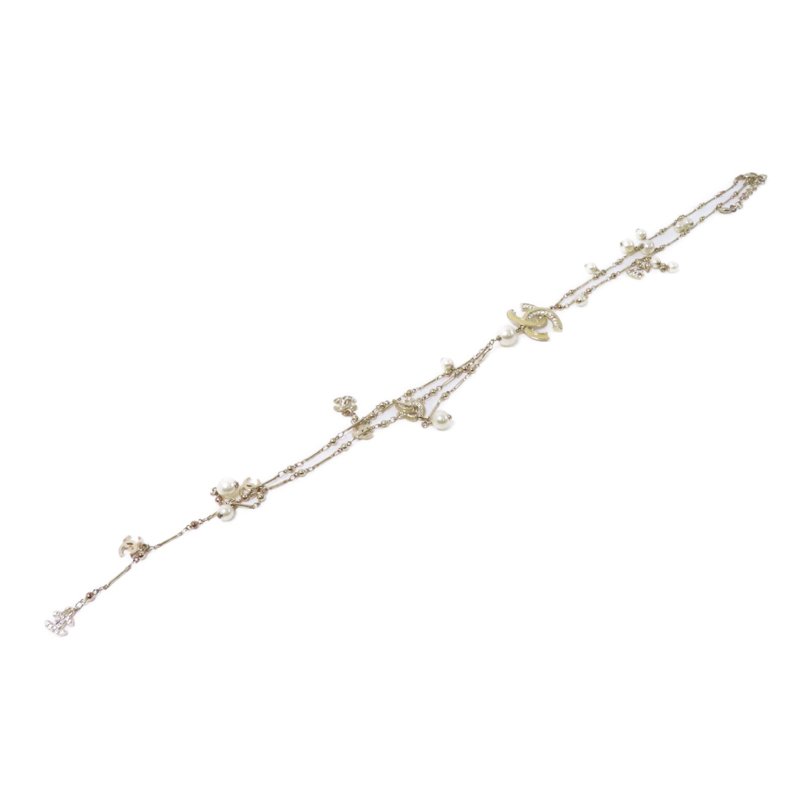 CHANEL 金屬/PVC Necklace項鍊金色/白色