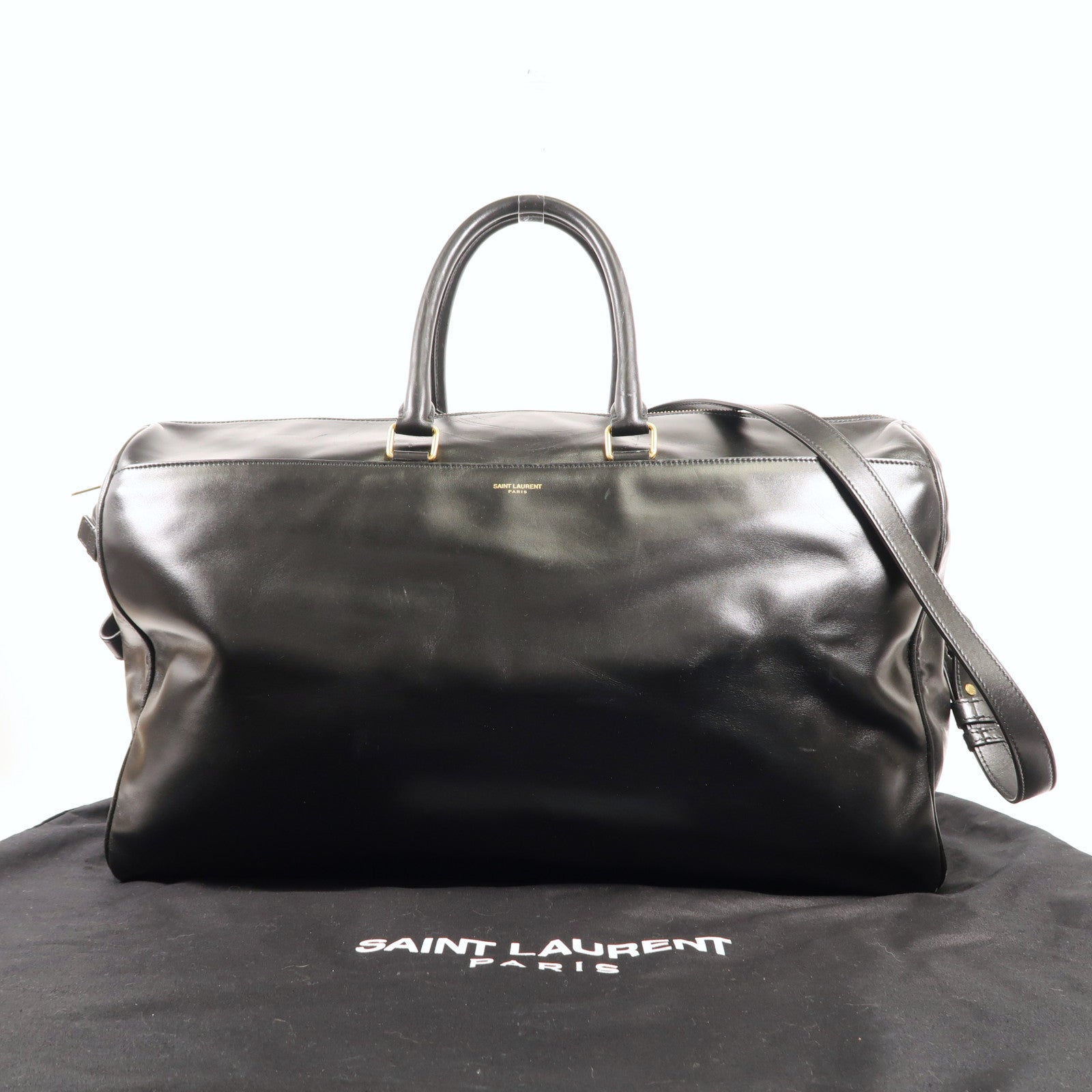 SAINT LAURENT 皮革Boston Bag金扣手挽肩背兩用袋