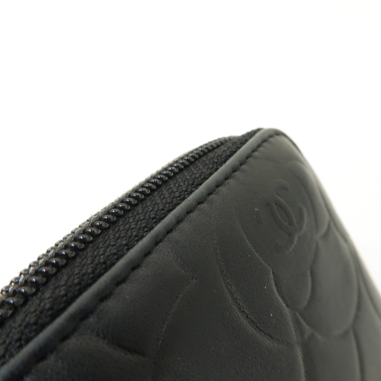 CHANEL 【激減優惠】羊皮皮革Zipped Long Wallet銀扣長錢包銀色