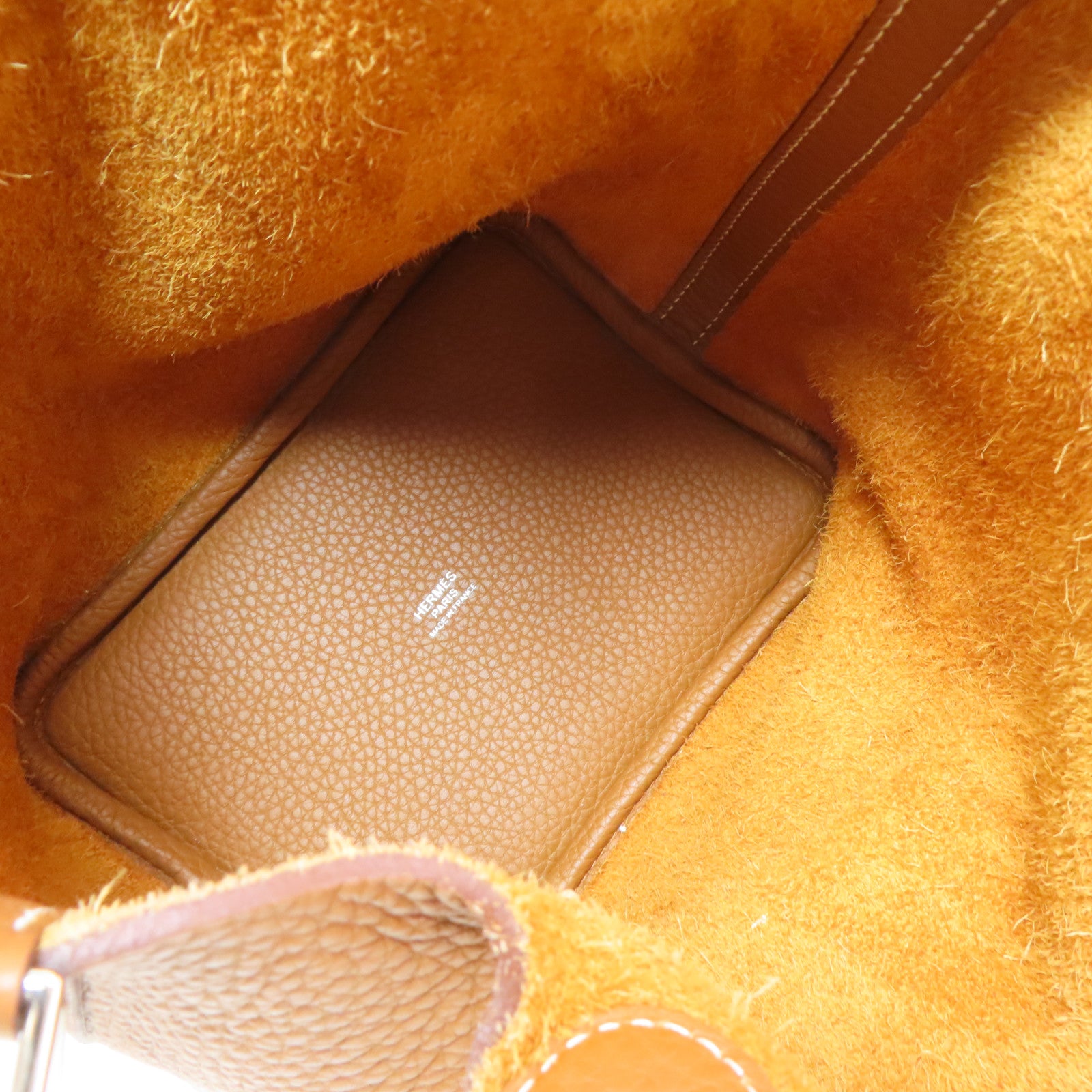 HERMES PHW Picotin PM Handbag Togo Leather Brown