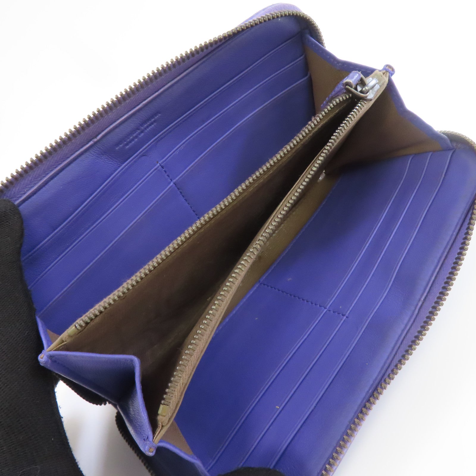 BOTTEGA VENETA 【激減優惠】織紋皮革Zipper Long Wallet拉鏈長錢包紫色