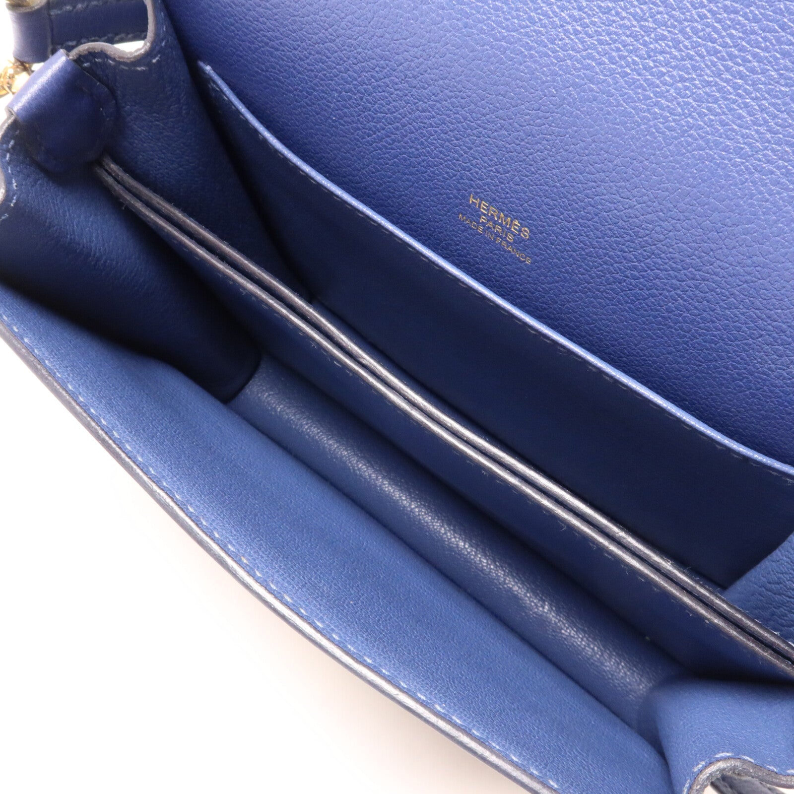 HERMES Evercolor皮革Roulis Mini肩背袋Bleu Brighton