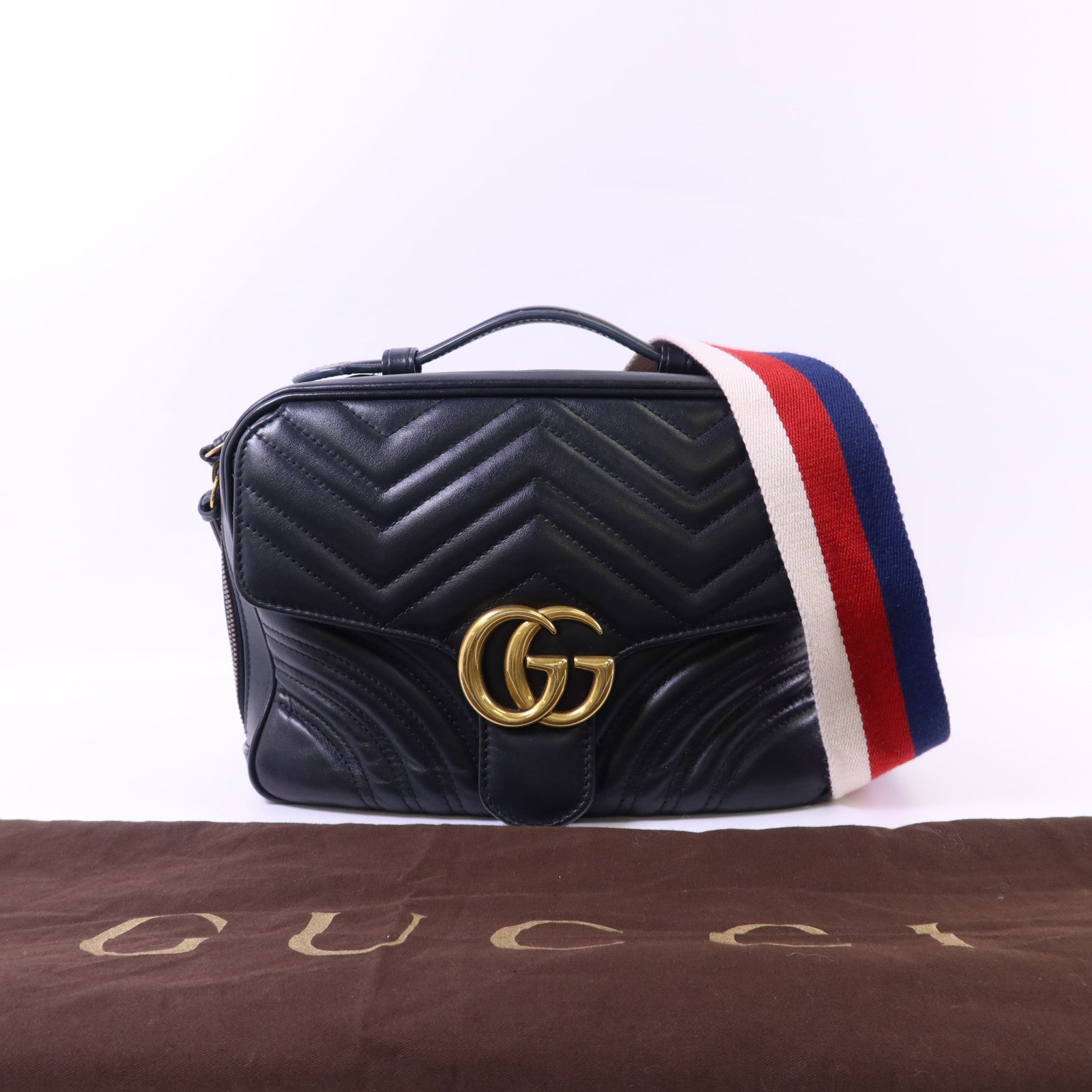 GUCCI 牛皮皮革GG Marmont金扣手挽肩背兩用袋