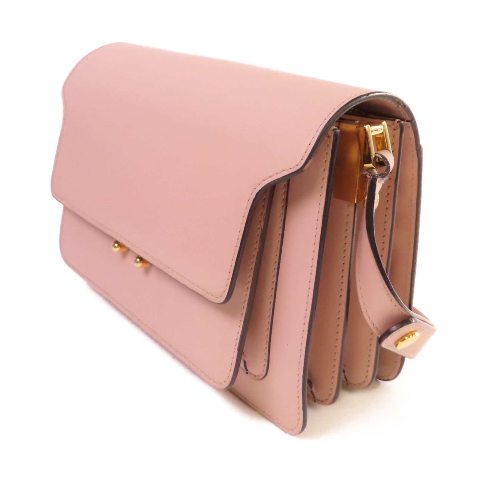 MARNI 牛皮皮革Shoulder Bag金扣肩背袋粉紅色