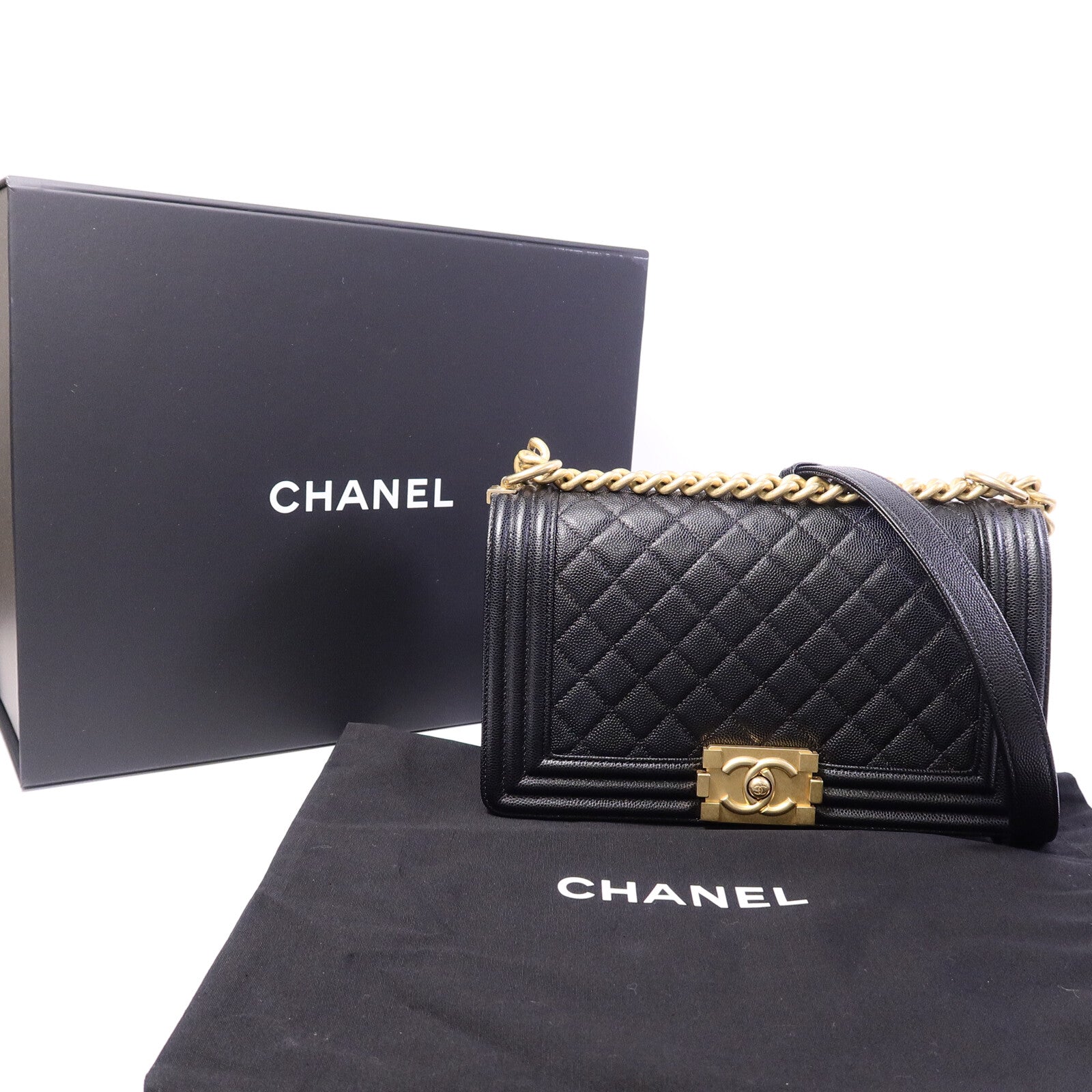 CHANEL 牛皮皮革Boy 25鏈帶肩背袋