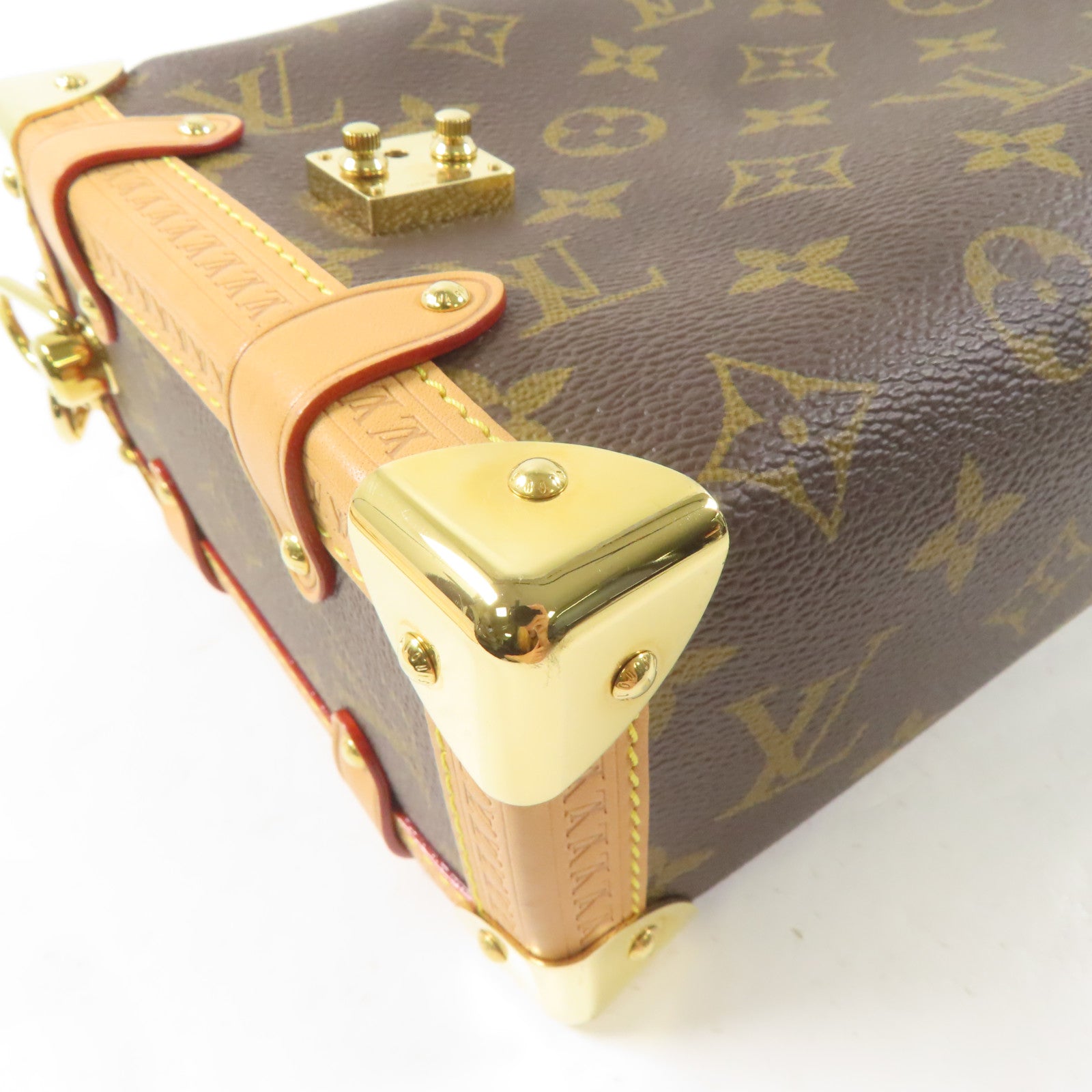 LOUIS VUITTON Monogram Side Trunk MM金扣手挽肩背兩用袋啡色