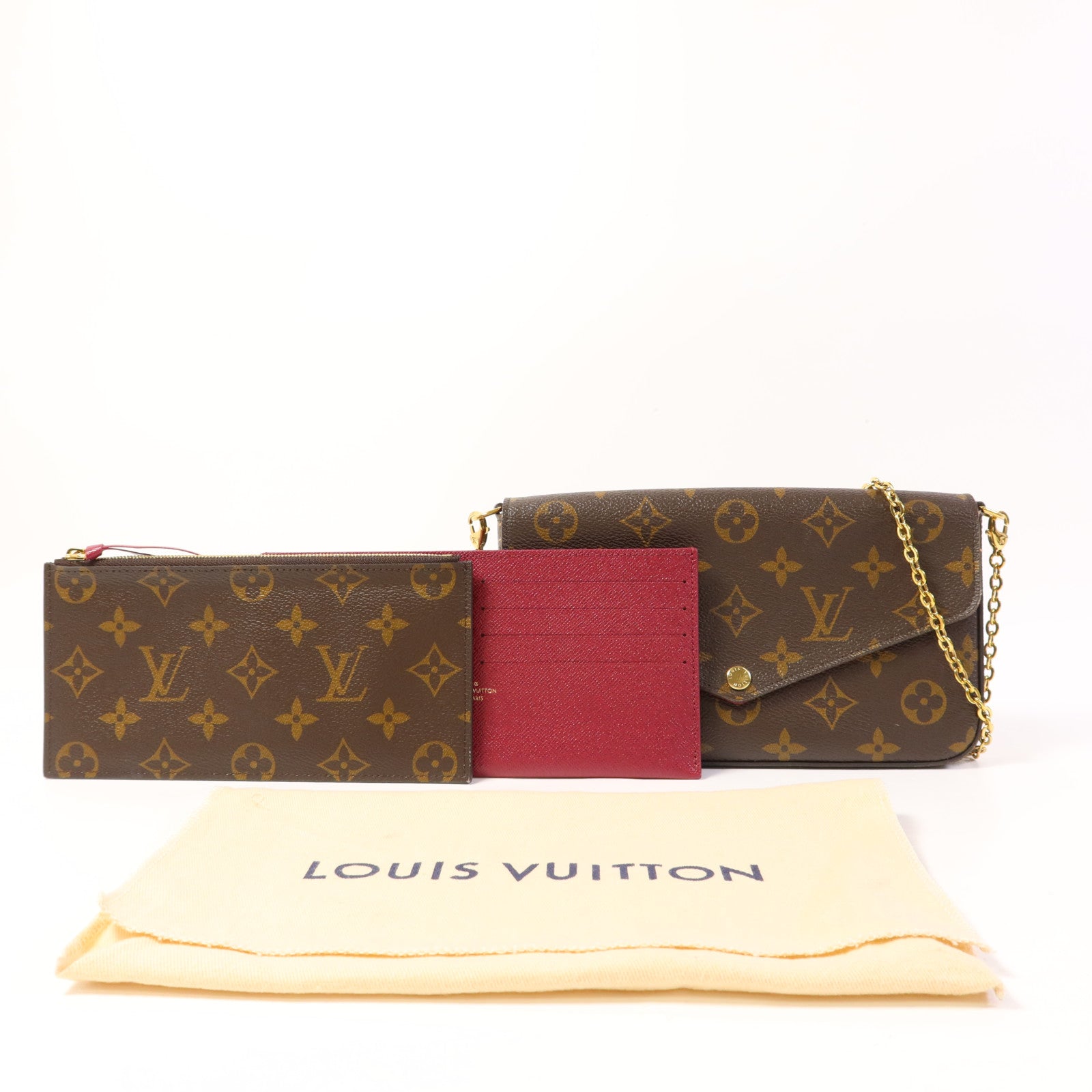 LOUIS VUITTON Monogram Pochette Felicie金扣鏈帶肩背袋