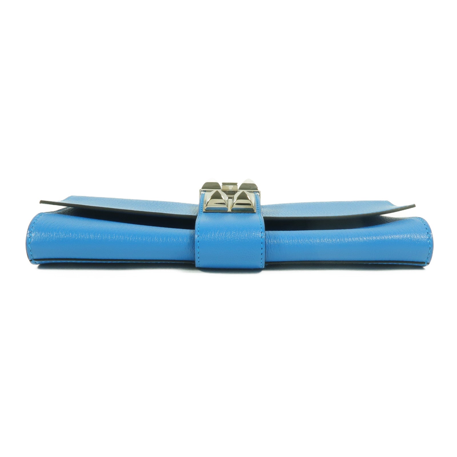 HERMES Chevre皮革Medor Clutch 23手拿包Bleu Izmir