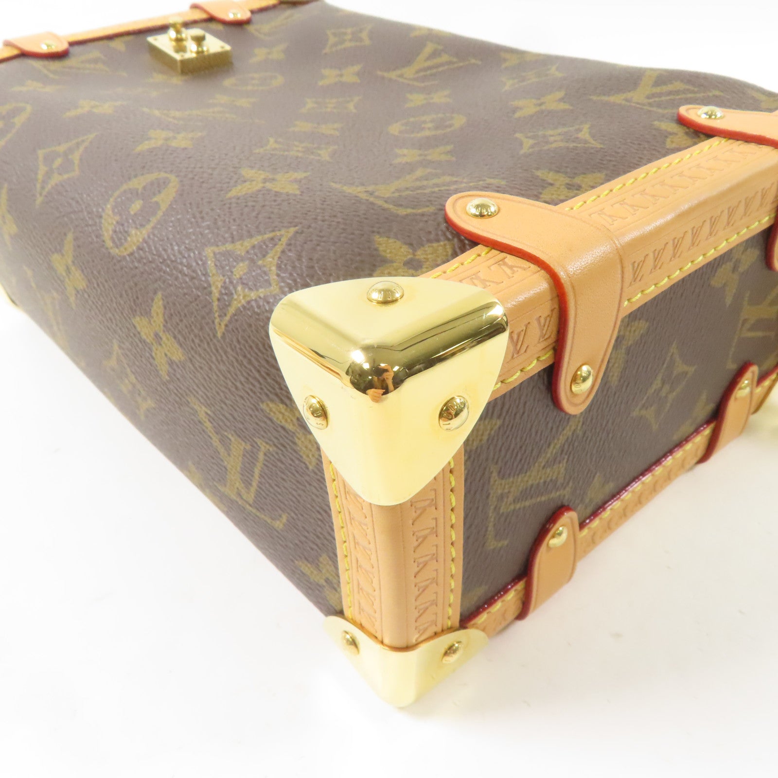LOUIS VUITTON Monogram Side Trunk MM金扣手挽肩背兩用袋啡色