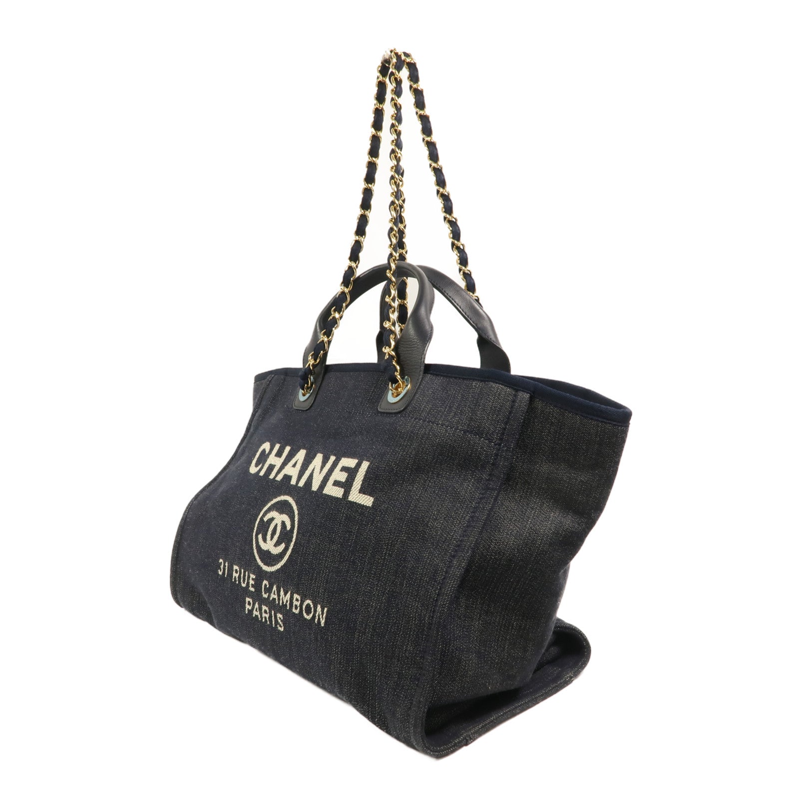 CHANEL 帆布Deauville Tote Bag手挽肩背兩用袋