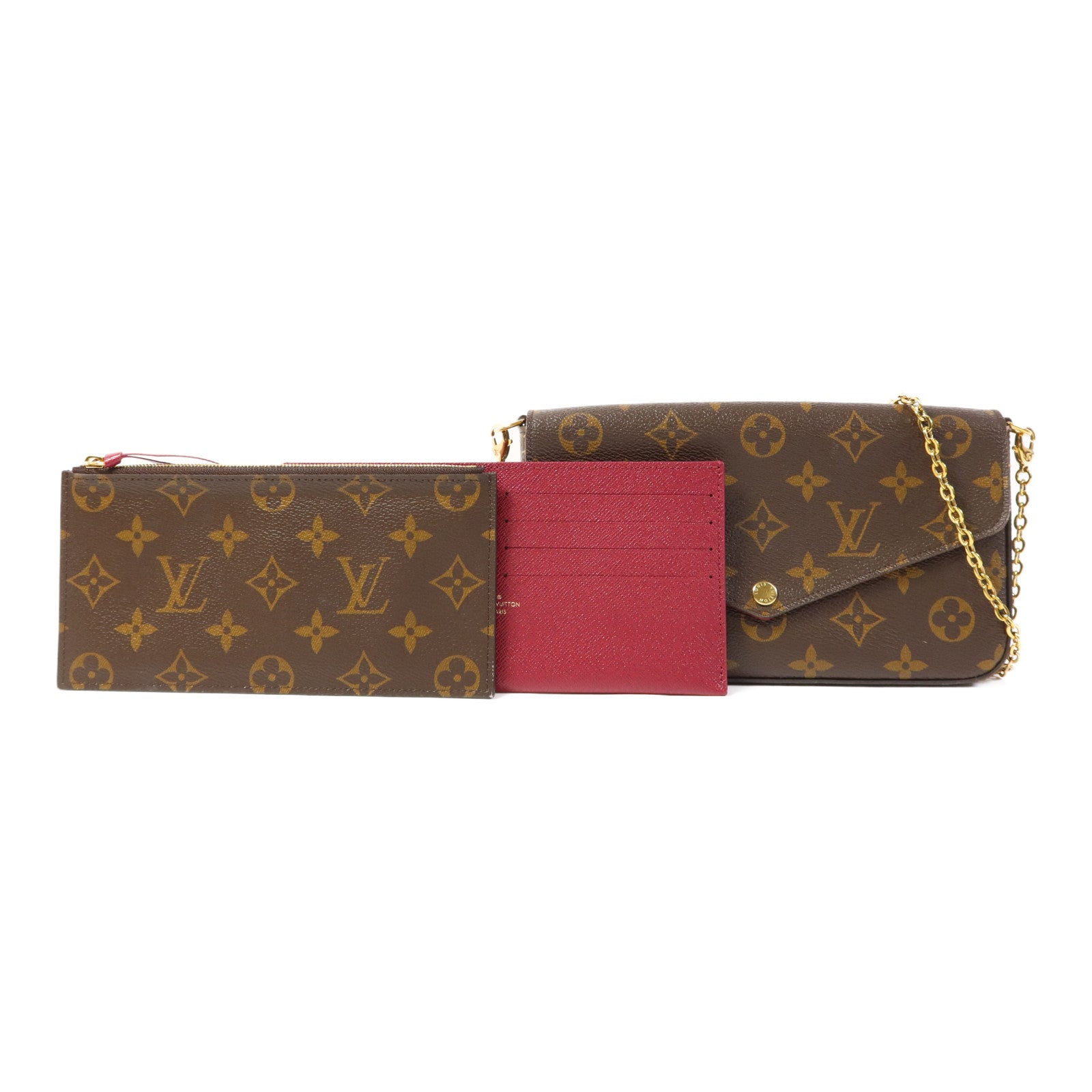 LOUIS VUITTON Monogram Pochette Felicie金扣鏈帶肩背袋