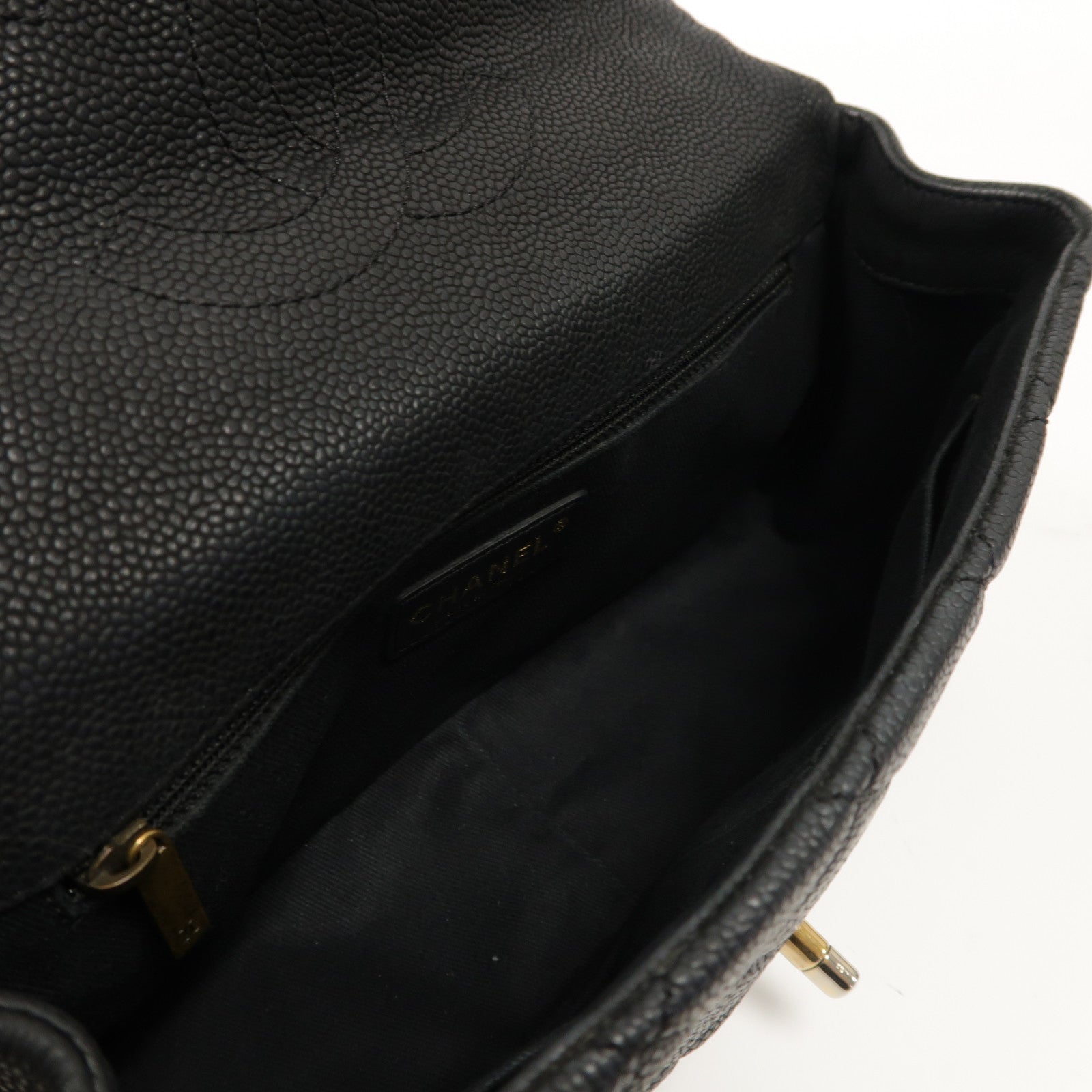 CHANEL 菱格牛皮皮革Chain Shoulder Bag金扣手挽肩背兩用袋黑色