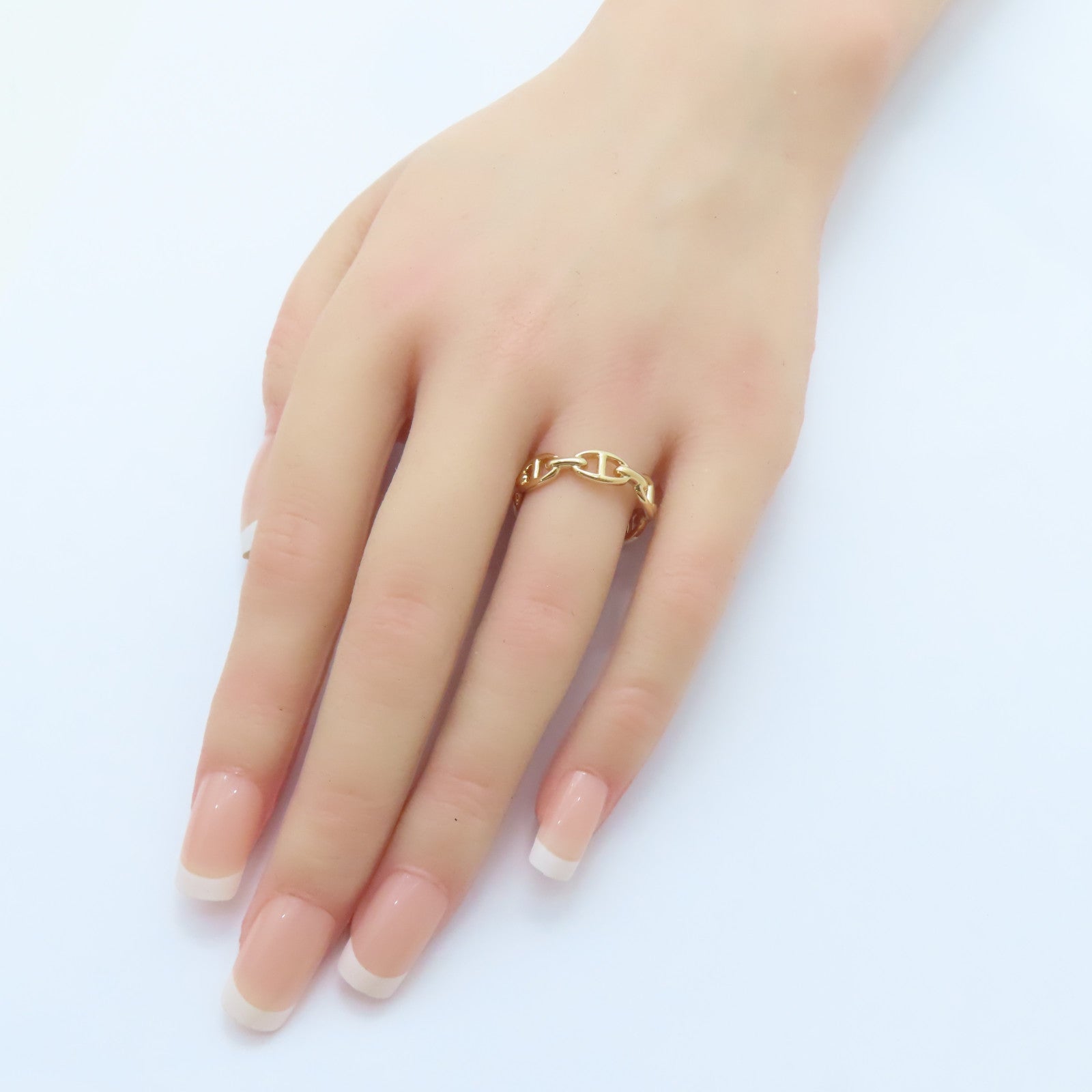 HERMES 18K玫瑰金Chaine D'ancre Enchainee Ring戒指HERMES#58/US#8.25
