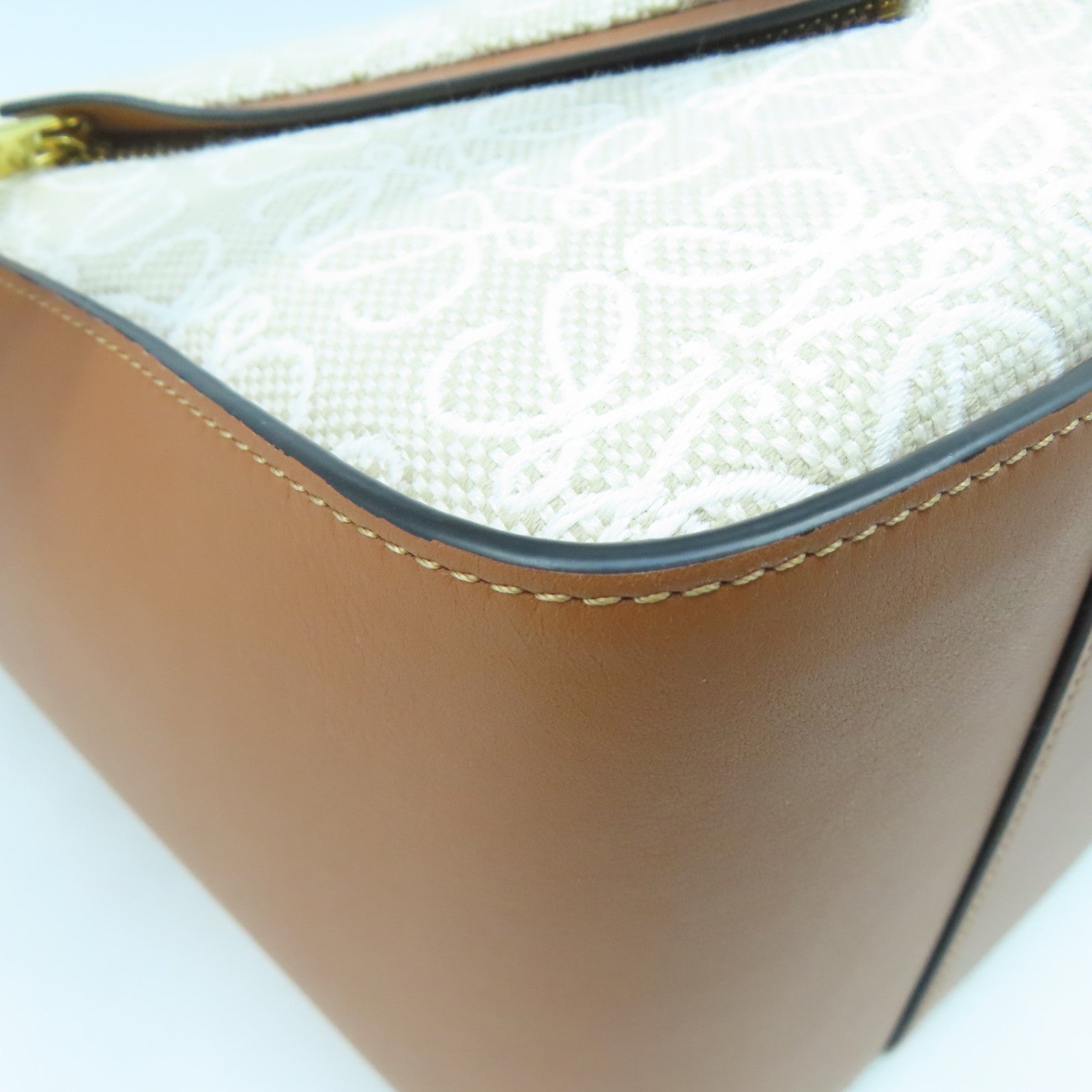 LOEWE 【激減優惠】帆布/牛皮皮革Anagram Hammock金扣手挽肩背兩用袋米色/啡色