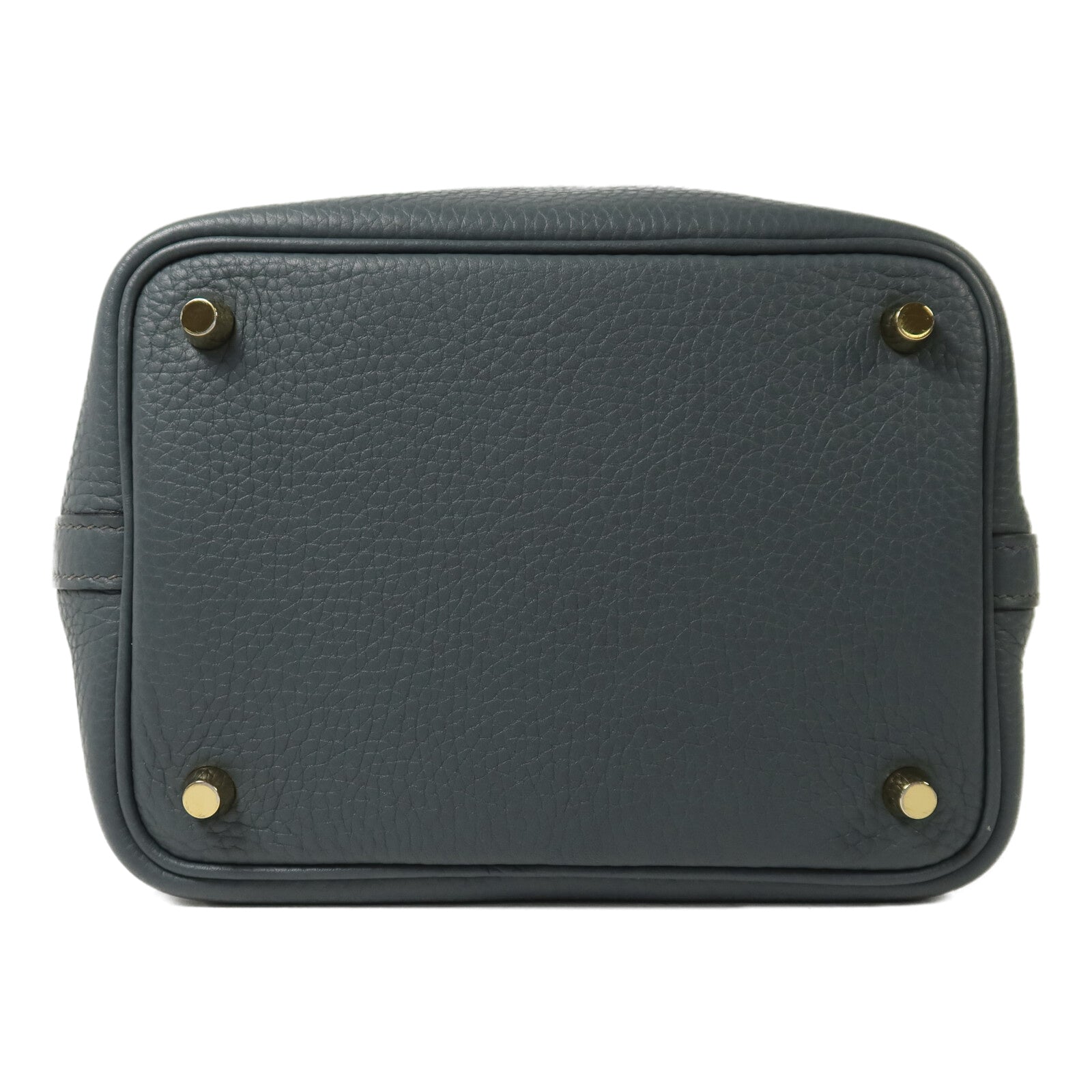 HERMES Clemence皮革Picotin PM金扣手挽袋Bleu Orage