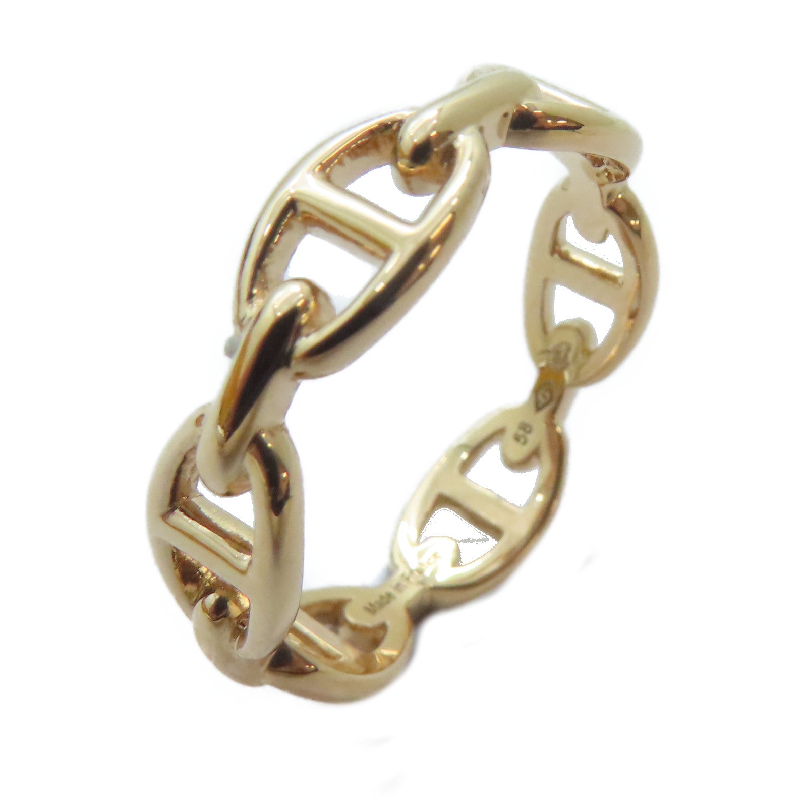 HERMES 18K玫瑰金Chaine D'ancre Enchainee Ring戒指HERMES#58/US#8.25