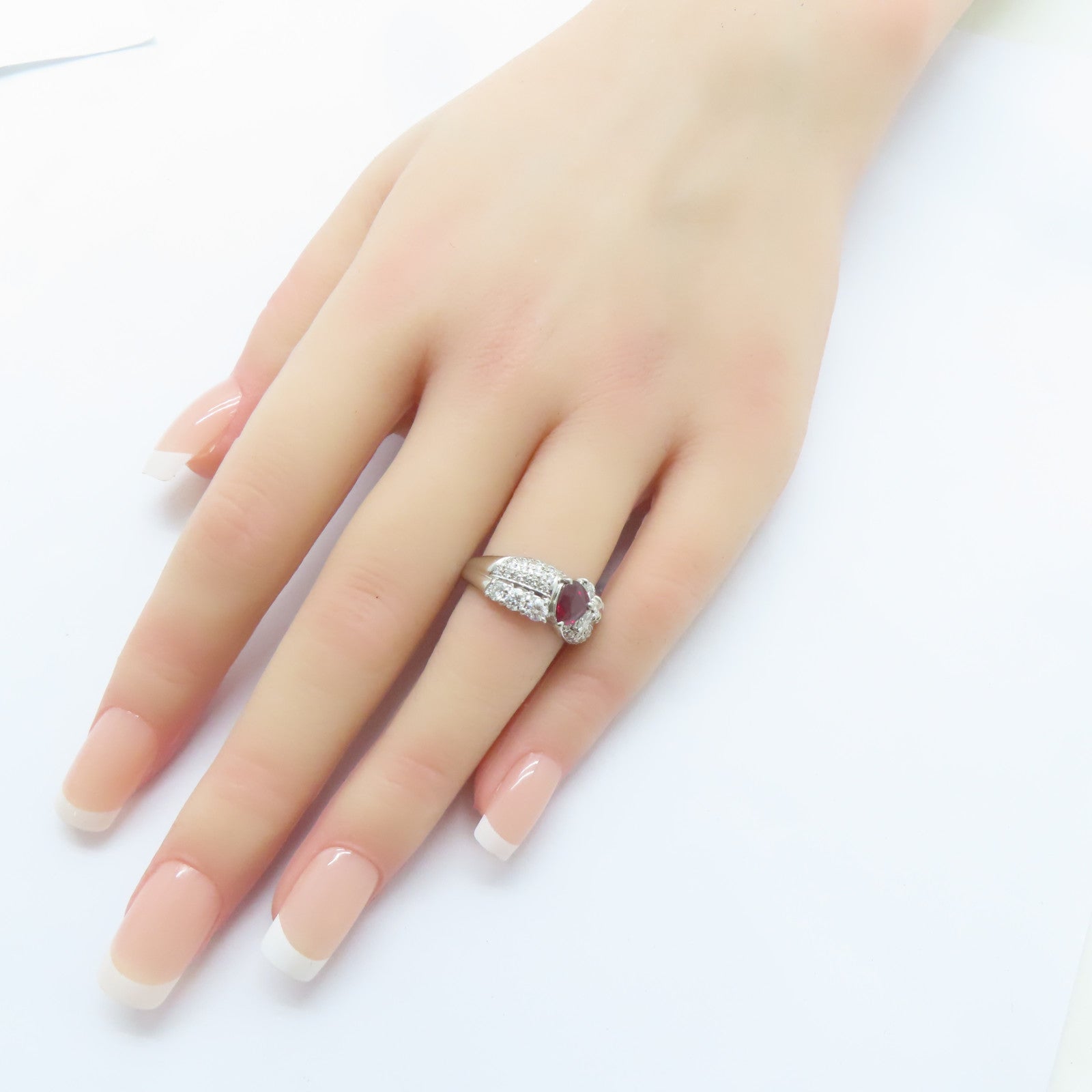 JEWELRY 【激減優惠】PT900鉑金Ruby Ring 1.13ct紅寶石/0.79ct鑚石戒指US#6