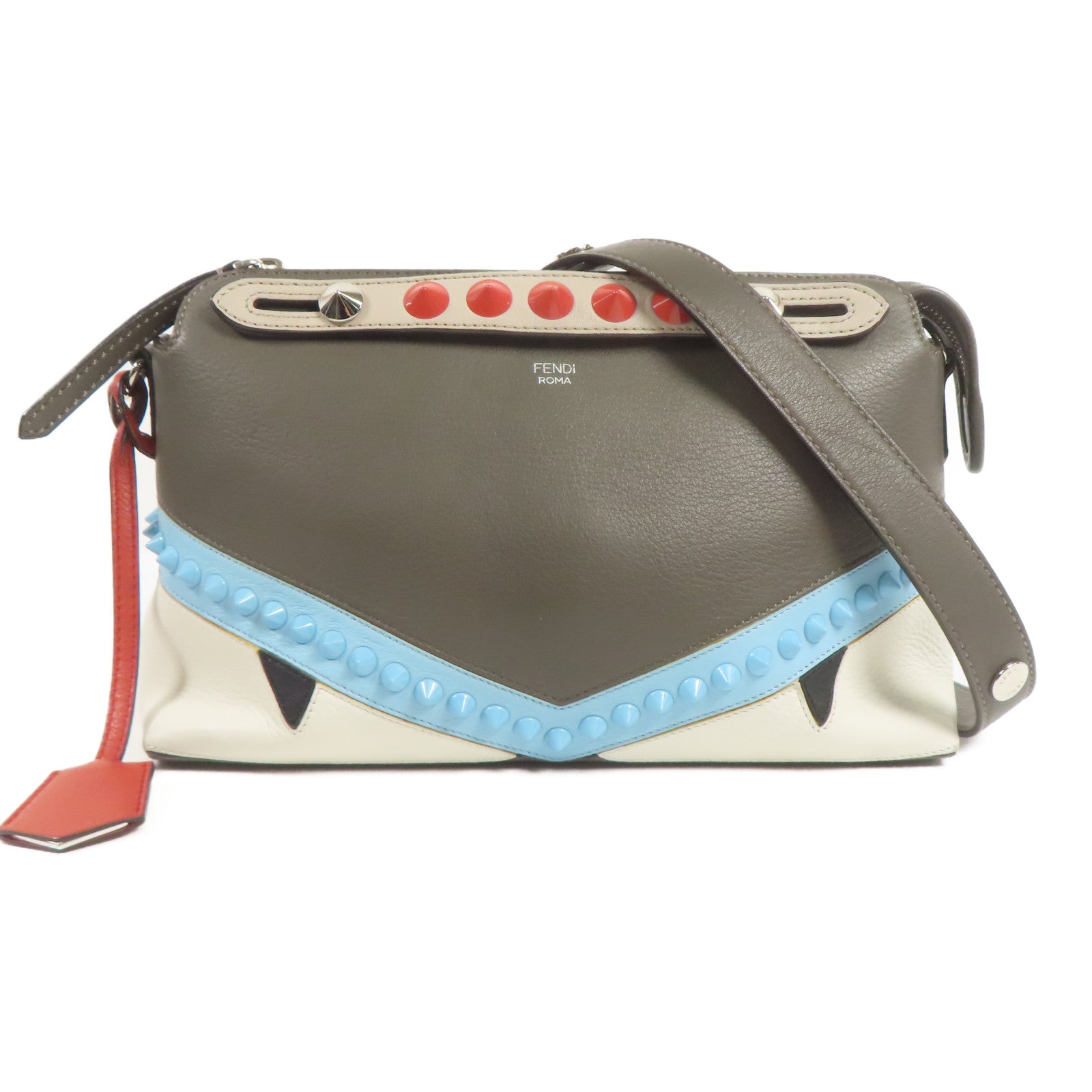 FENDI 牛皮皮革Shoulder Bag銀扣手挽肩背兩用袋