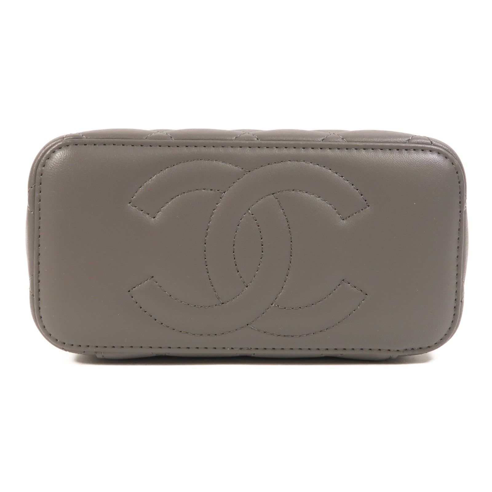 CHANEL 羊皮皮革Vanity Case金扣鏈帶手挽肩背兩用袋