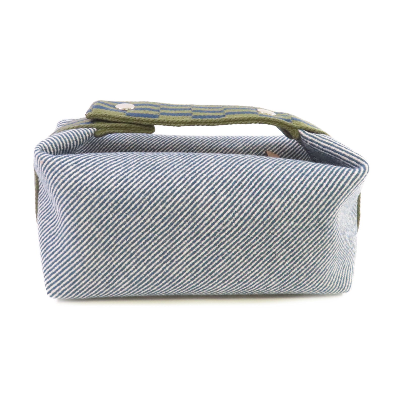 HERMES Abysse Natte帆布Bride A Brac Small Hand Bag銀扣手挽袋藍色/綠色