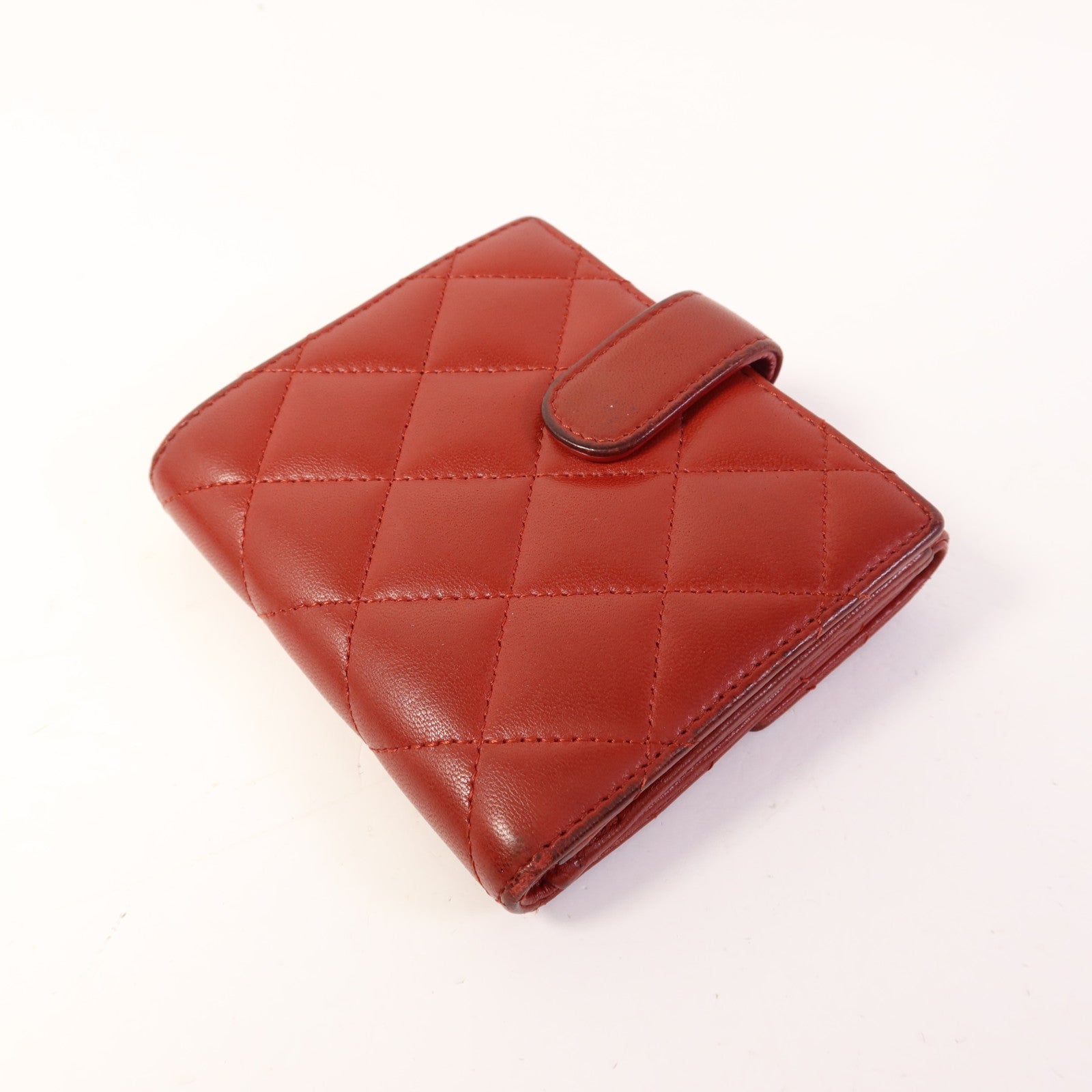 CHANEL 羊皮皮革Bifold Wallet銀扣錢包