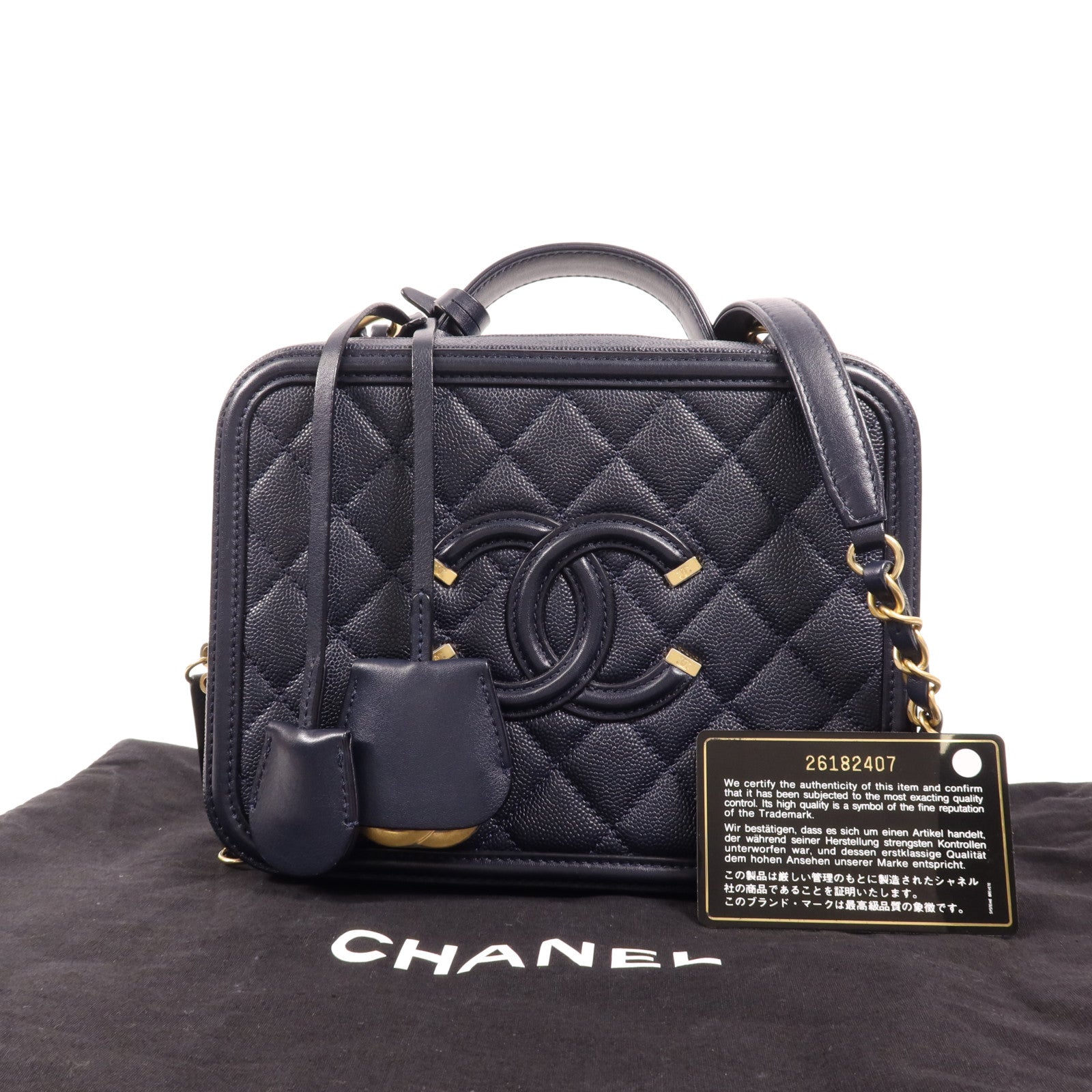 CHANEL 牛皮皮革Vanity Case金扣手挽肩背兩用袋