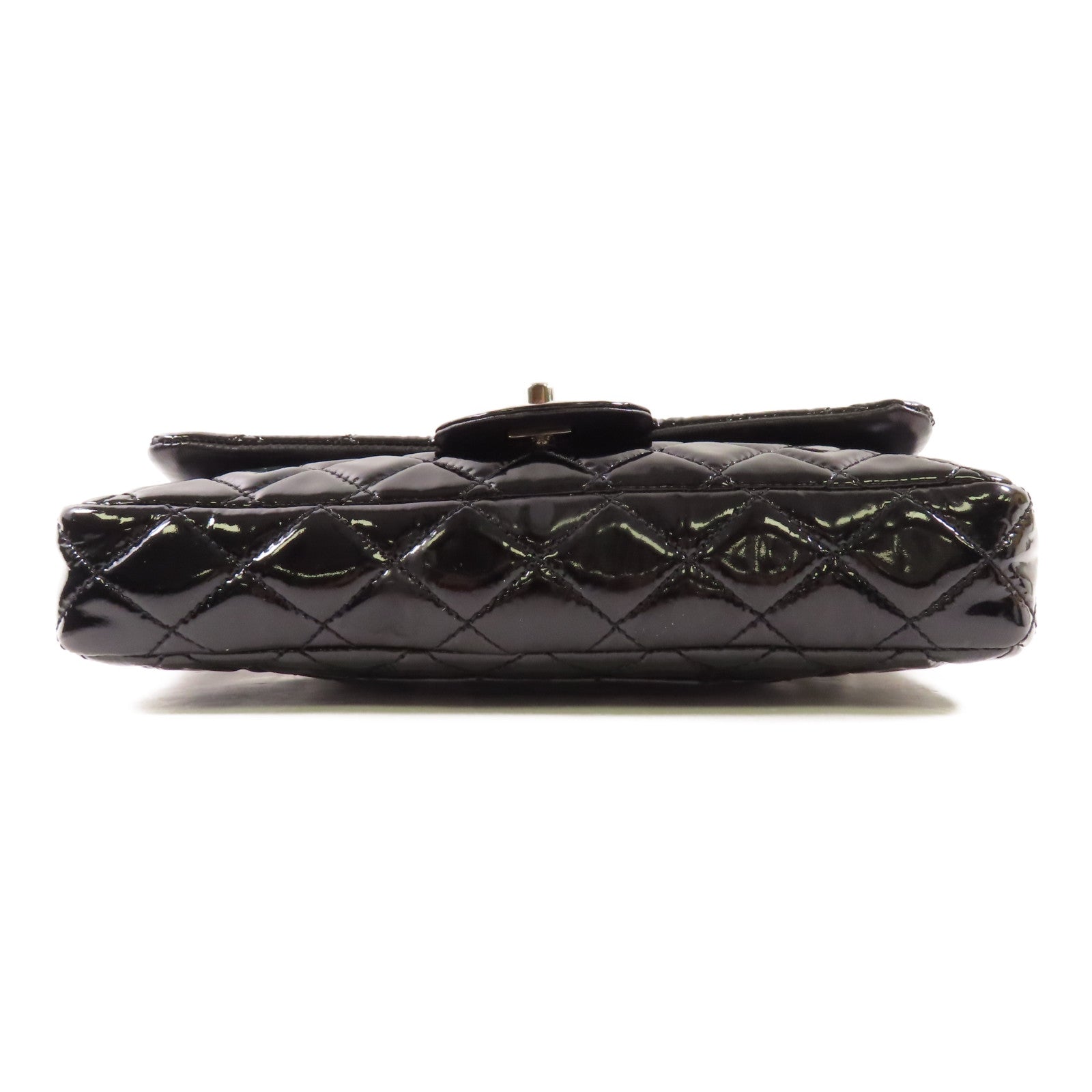 CHANEL 漆皮皮革Chain Shoulder銀扣鏈帶肩背袋