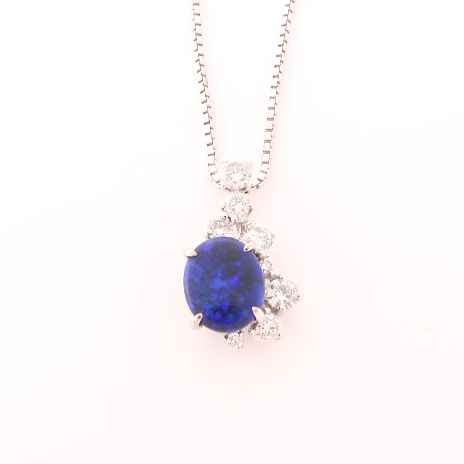 JEWELRY Black Opal/Diamond Necklace 18K White Gold