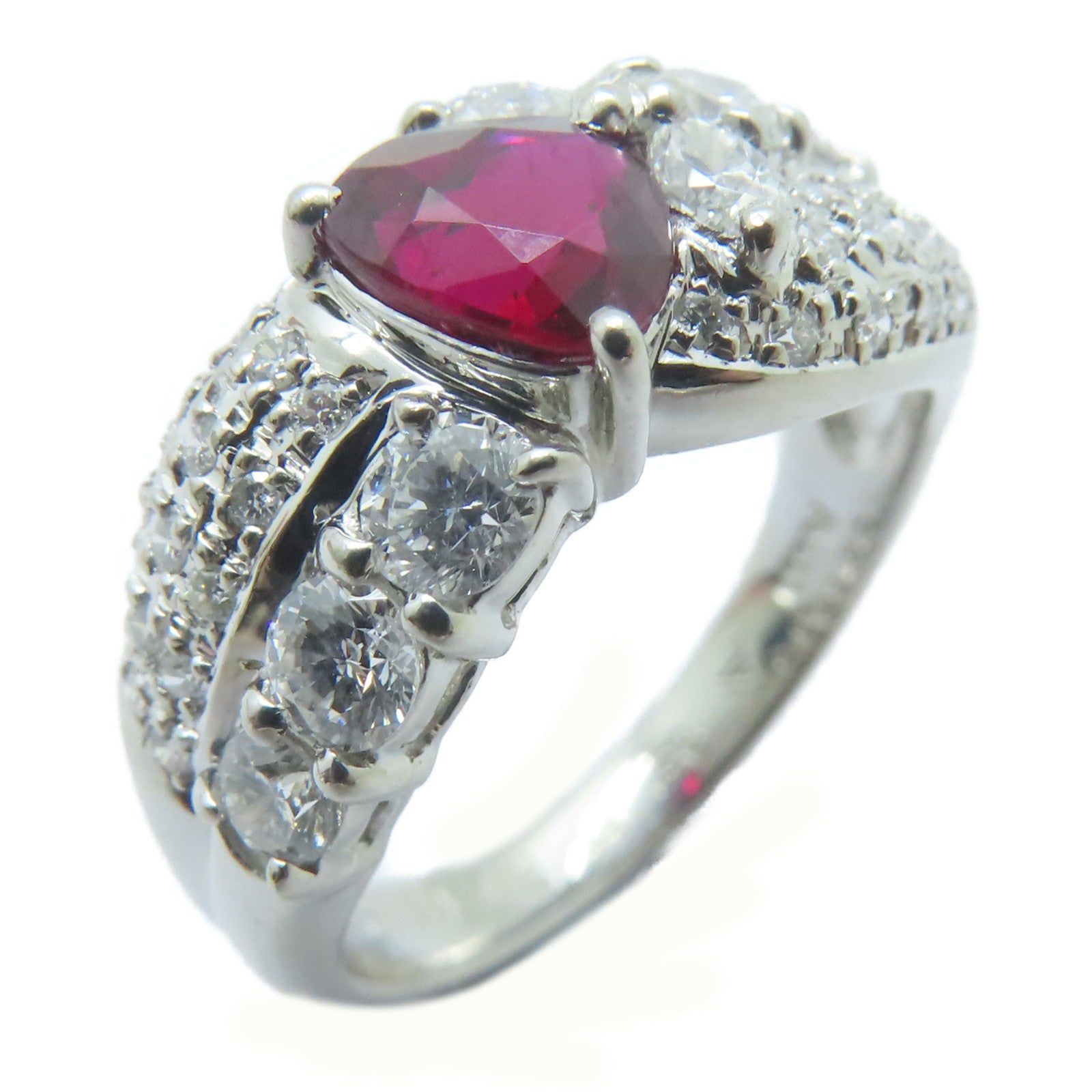 JEWELRY 【激減優惠】PT900鉑金Ruby Ring 1.13ct紅寶石/0.79ct鑚石戒指US#6