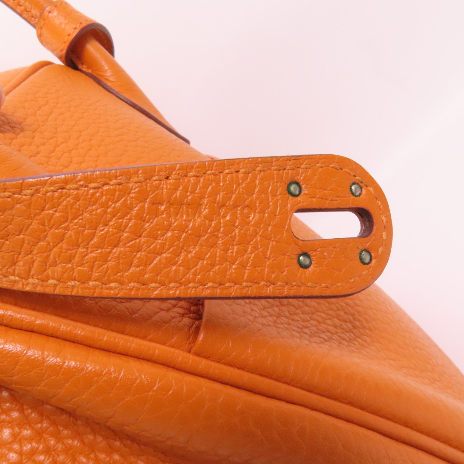 HERMES 【激減優惠】Clemence皮革Lindy 30銀扣手挽肩背兩用袋Orange